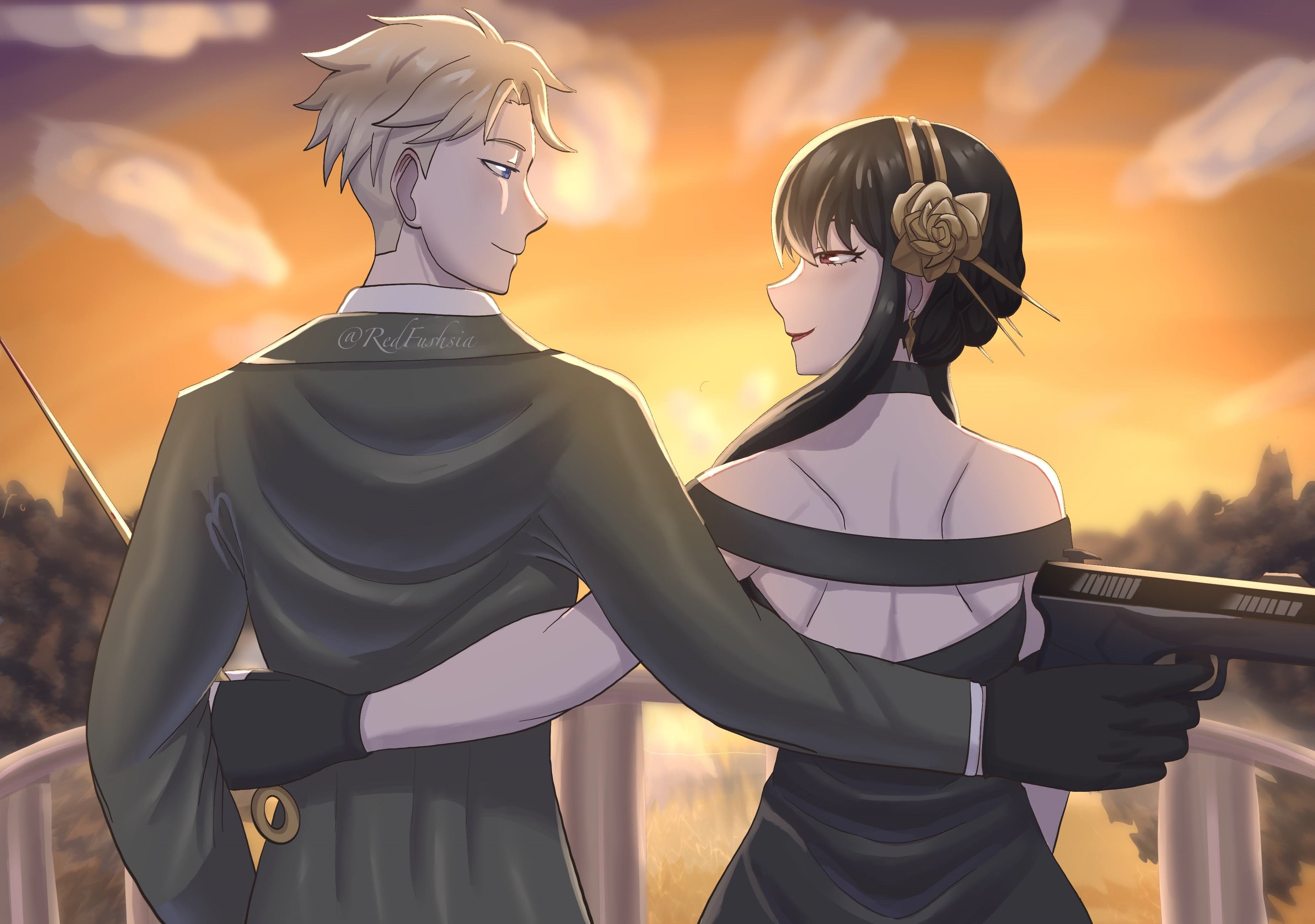 Yor and Loid Forger from Spy X Family at sunset HD Wallpaper
