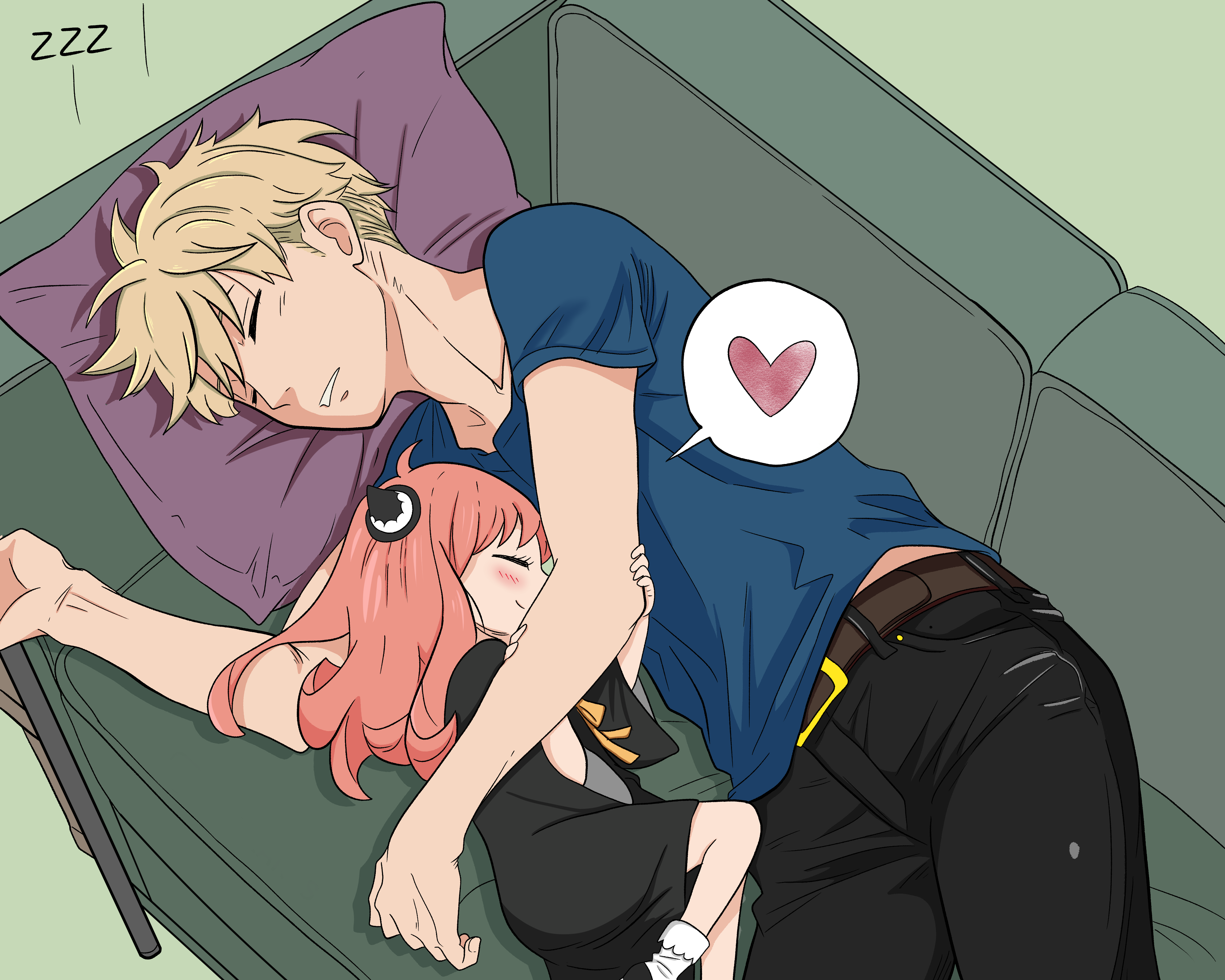 Anya and Loid Forger from Spy X Family sleeping HD Wallpaper