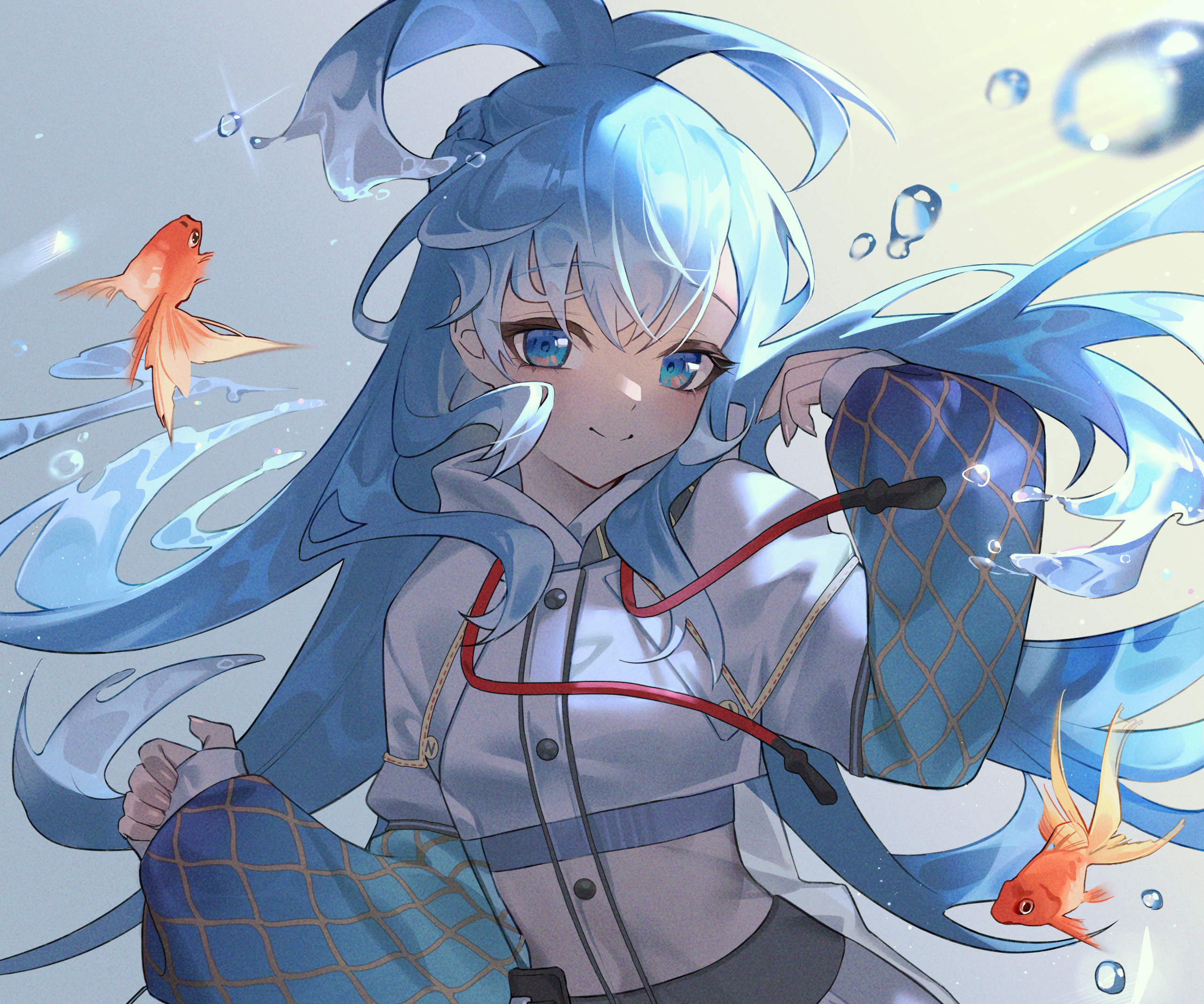 Kobo Kanaeru from Hololive with goldfish and water HD Wallpaper