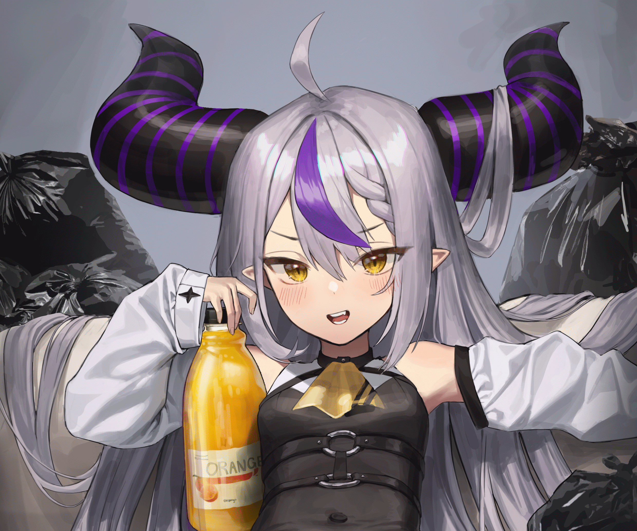 La+ Darknesss from Hololive with orange juice HD Wallpaper