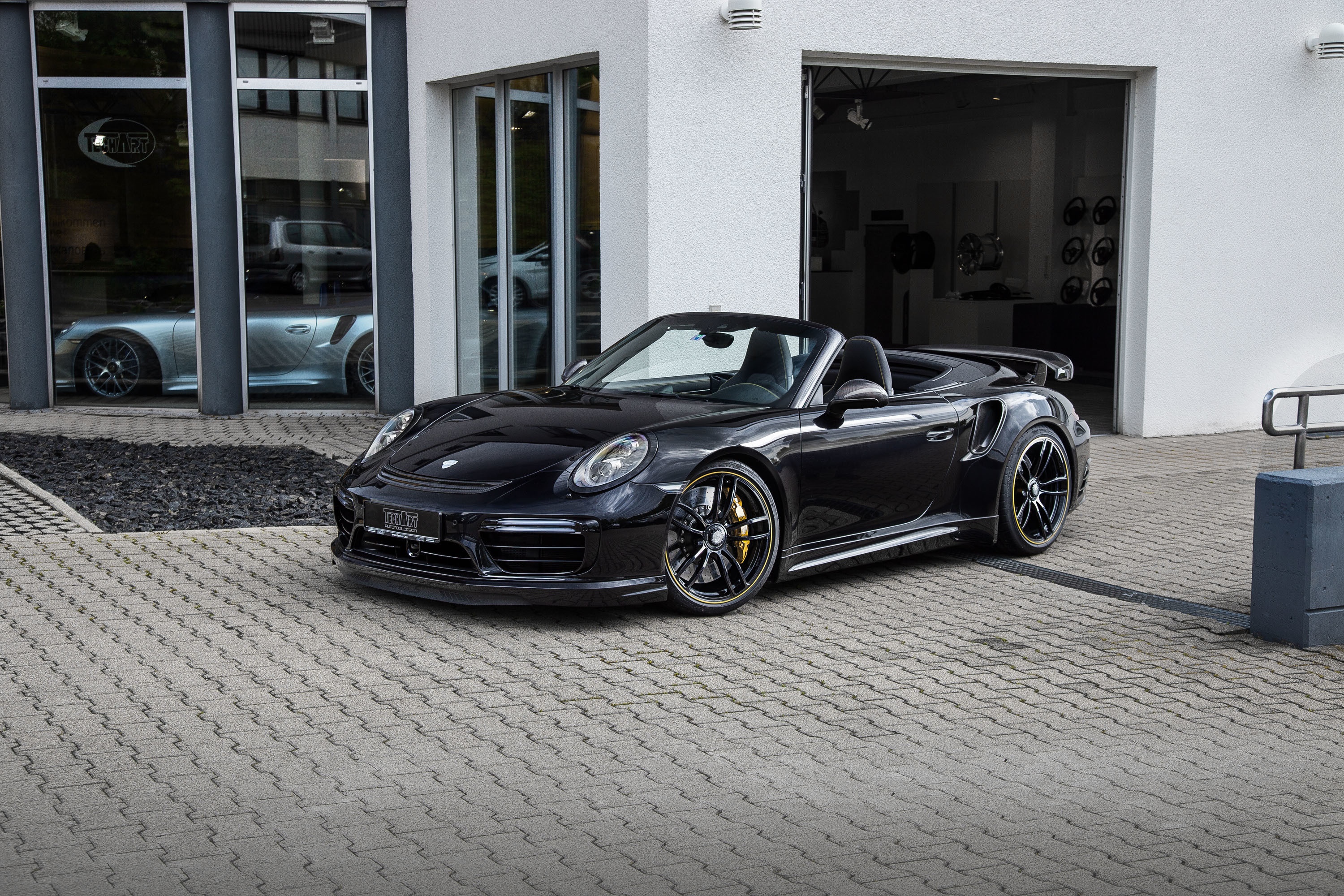 Black Porsche 911 Turbo Convertible HD Wallpaper