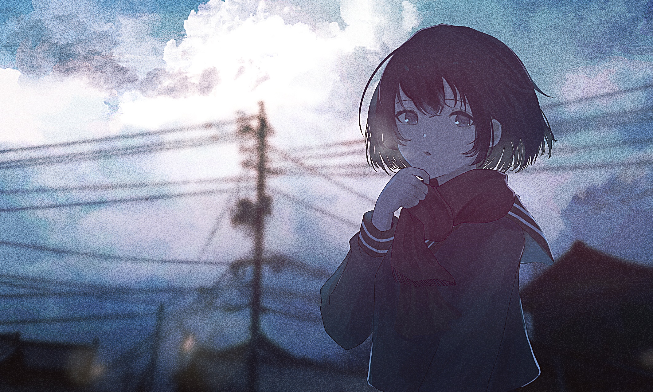 Girl in school uniform with scarf HD Wallpaper