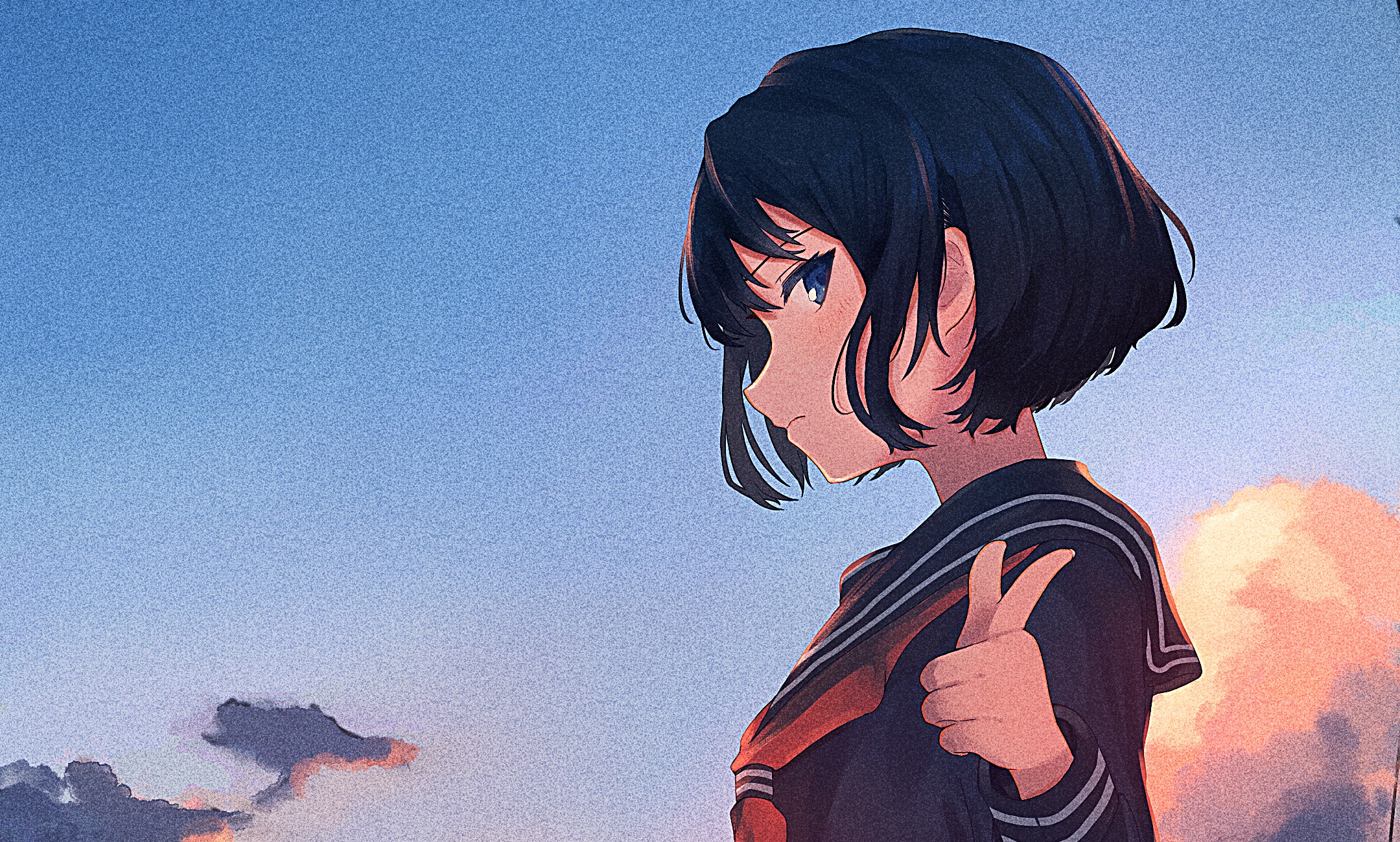 Girl in School Uniform Looking at the Sky HD Wallpaper