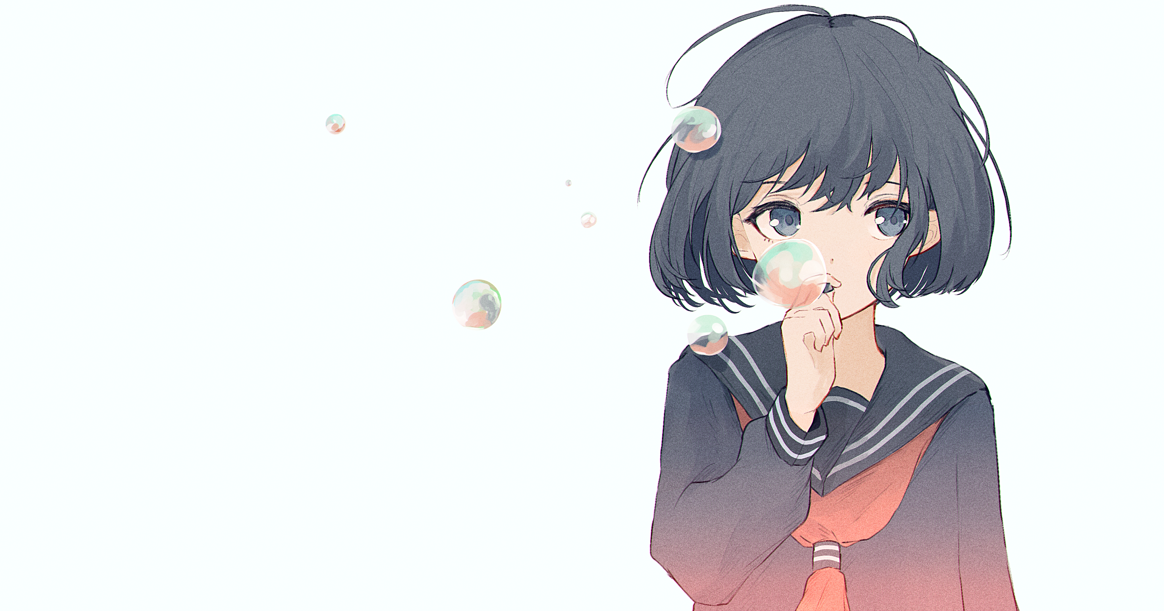 Anime girl blowing bubbles HD Wallpaper