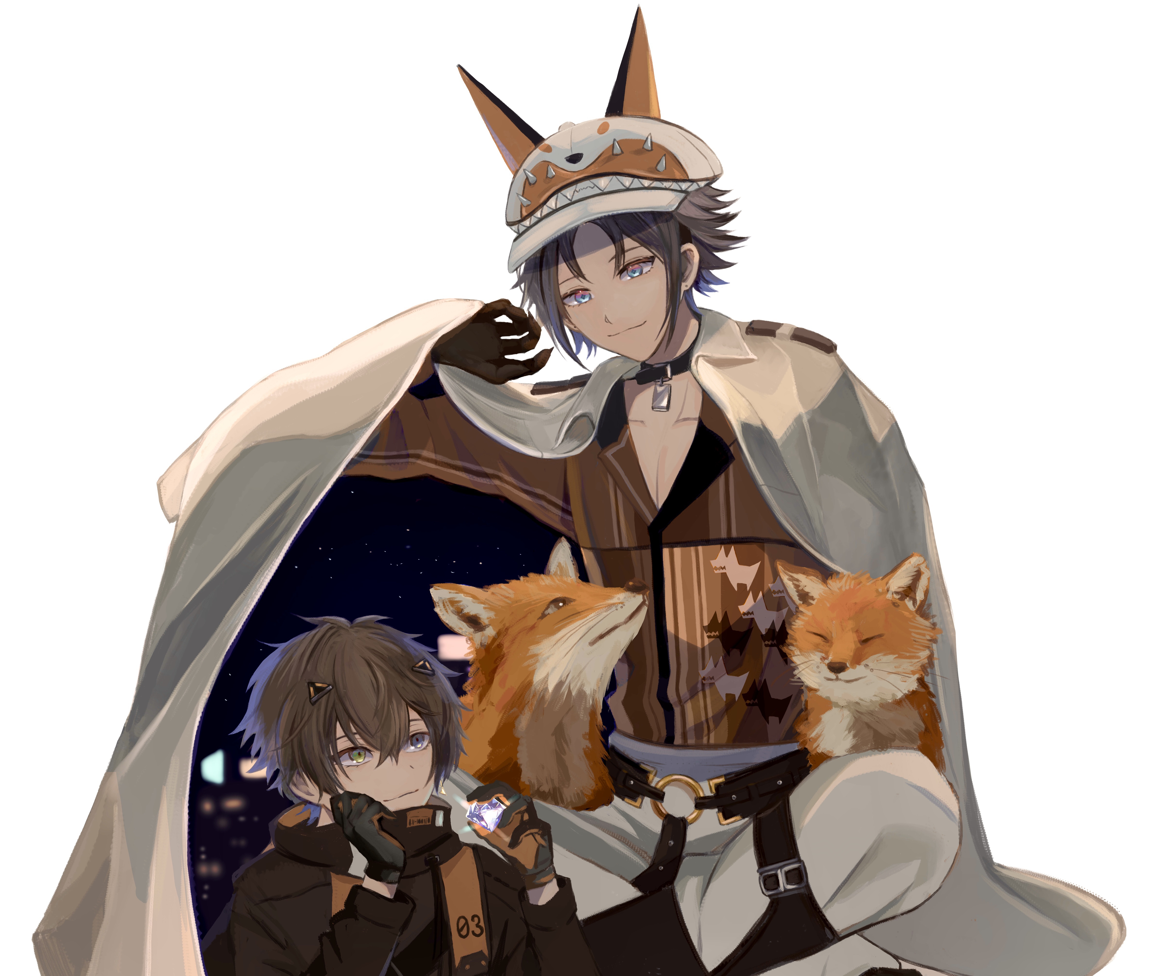 Mysta Rias and Alban Knox with foxes HD Wallpaper