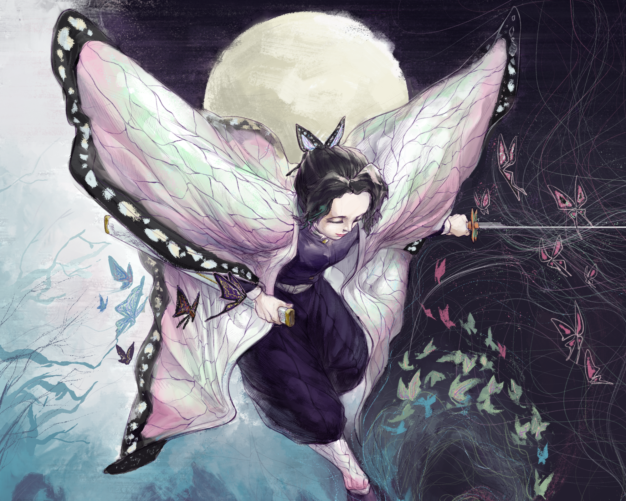 Shinobu Kochou from Demon Slayer: Kimetsu No Yaiba HD Wallpaper