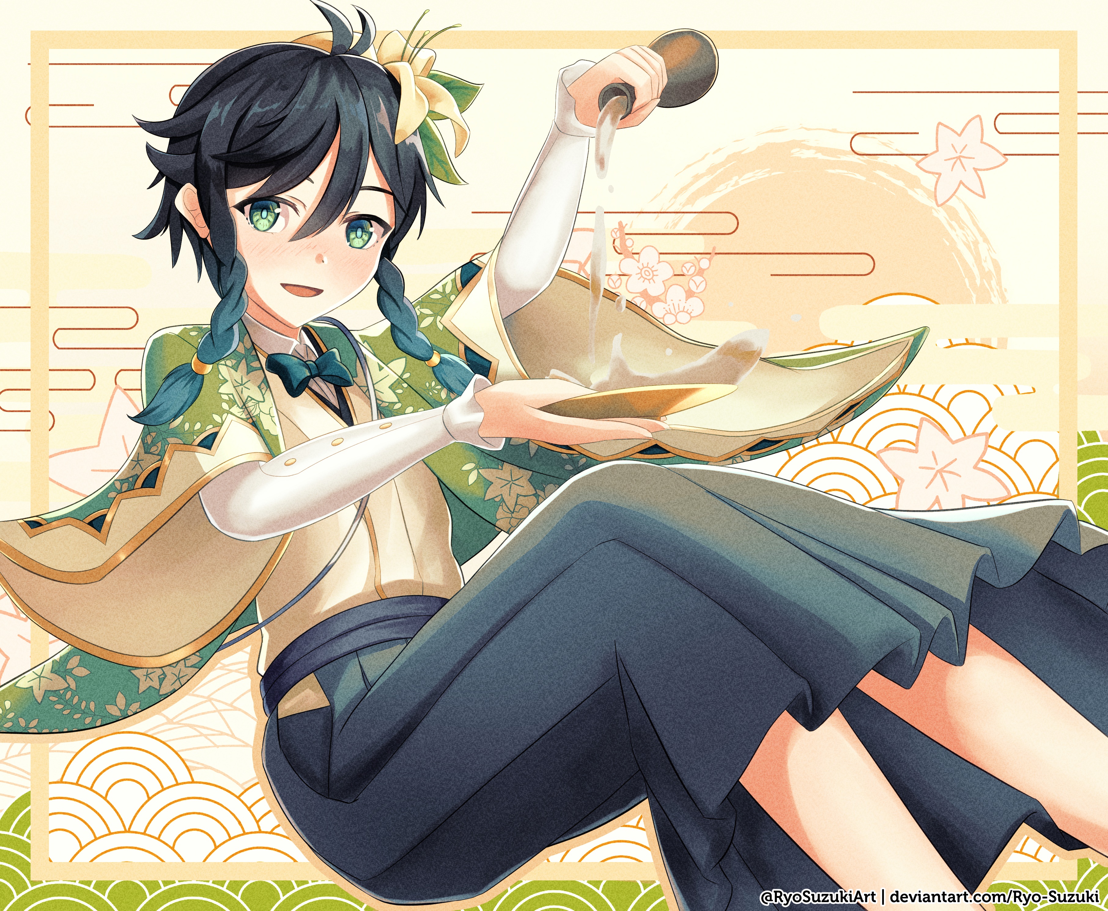 Venti from Genshin Impact preparing a drink HD Wallpaper