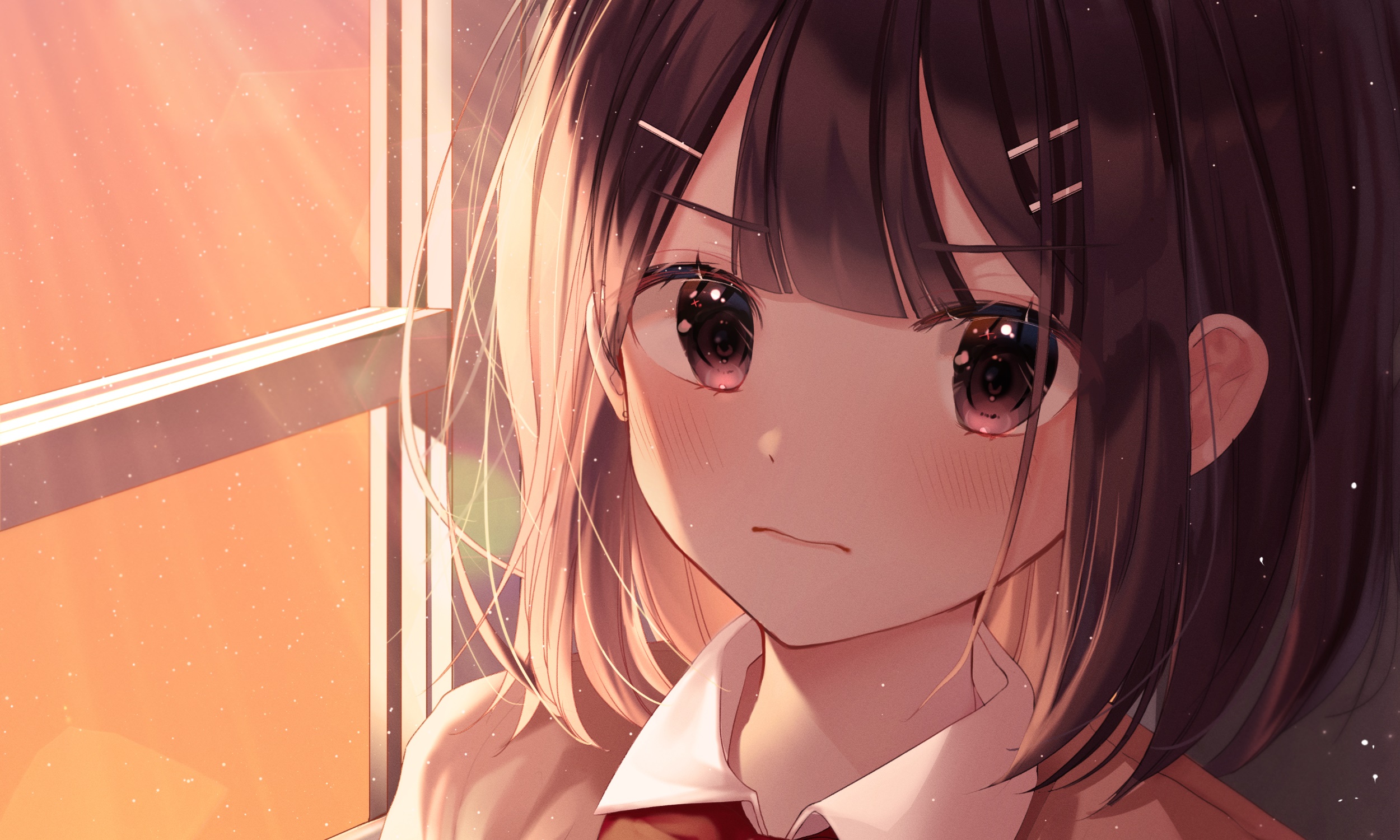 Girl looking out a window HD Wallpaper