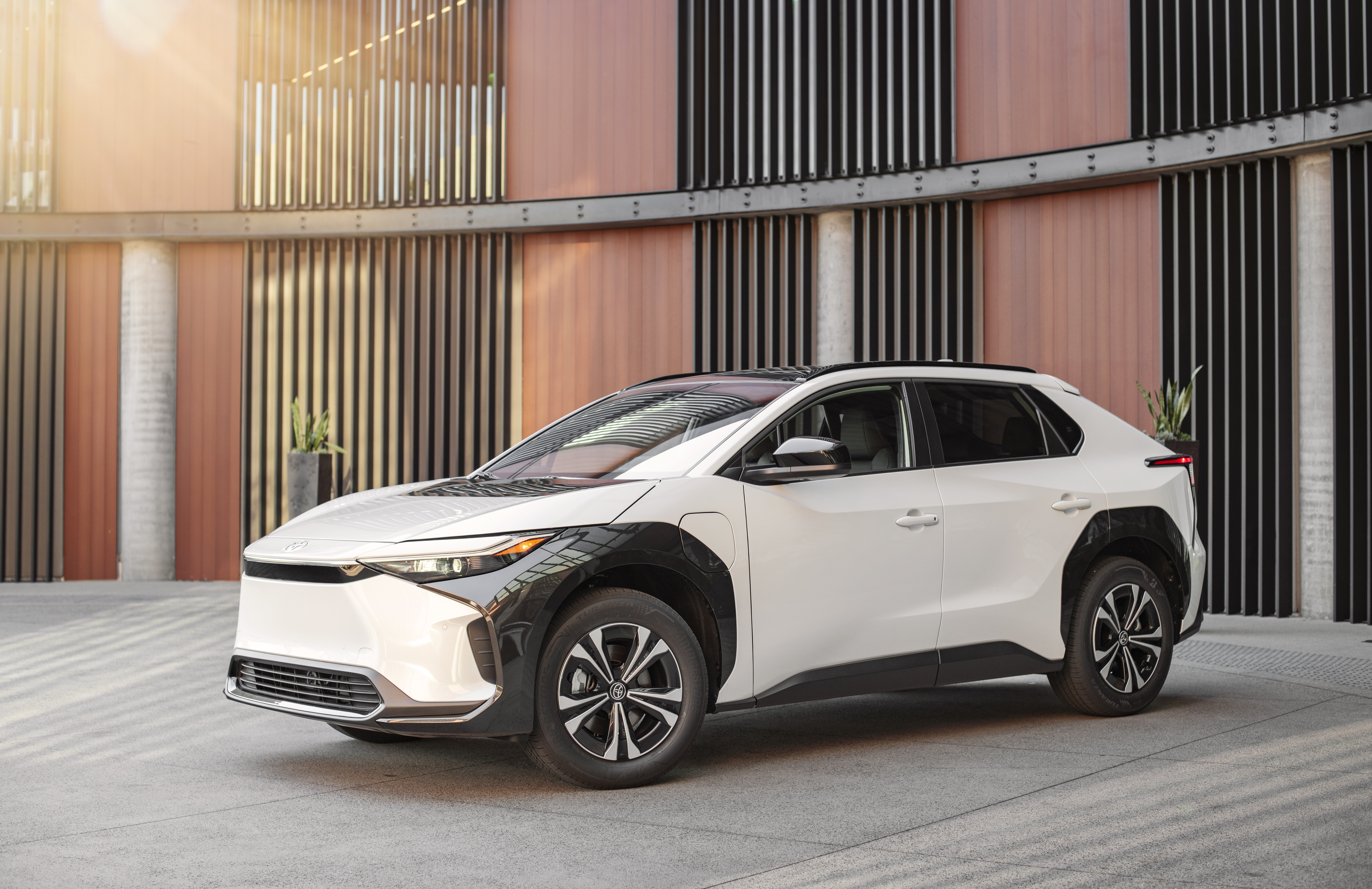 White Toyota BZ4X electric SUV HD Wallpaper