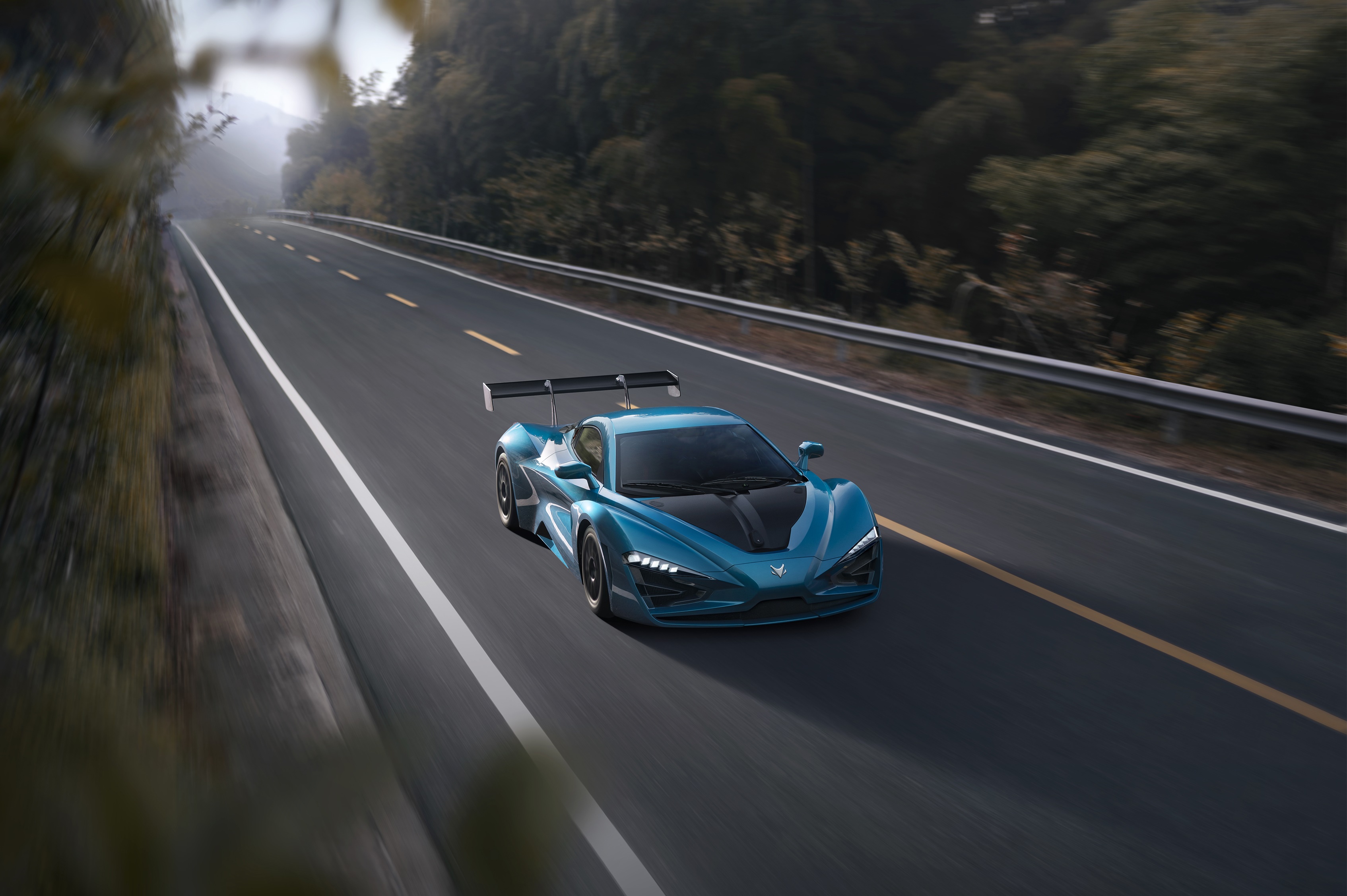 Arcfox-GT electric supercar driving on a road HD Wallpaper