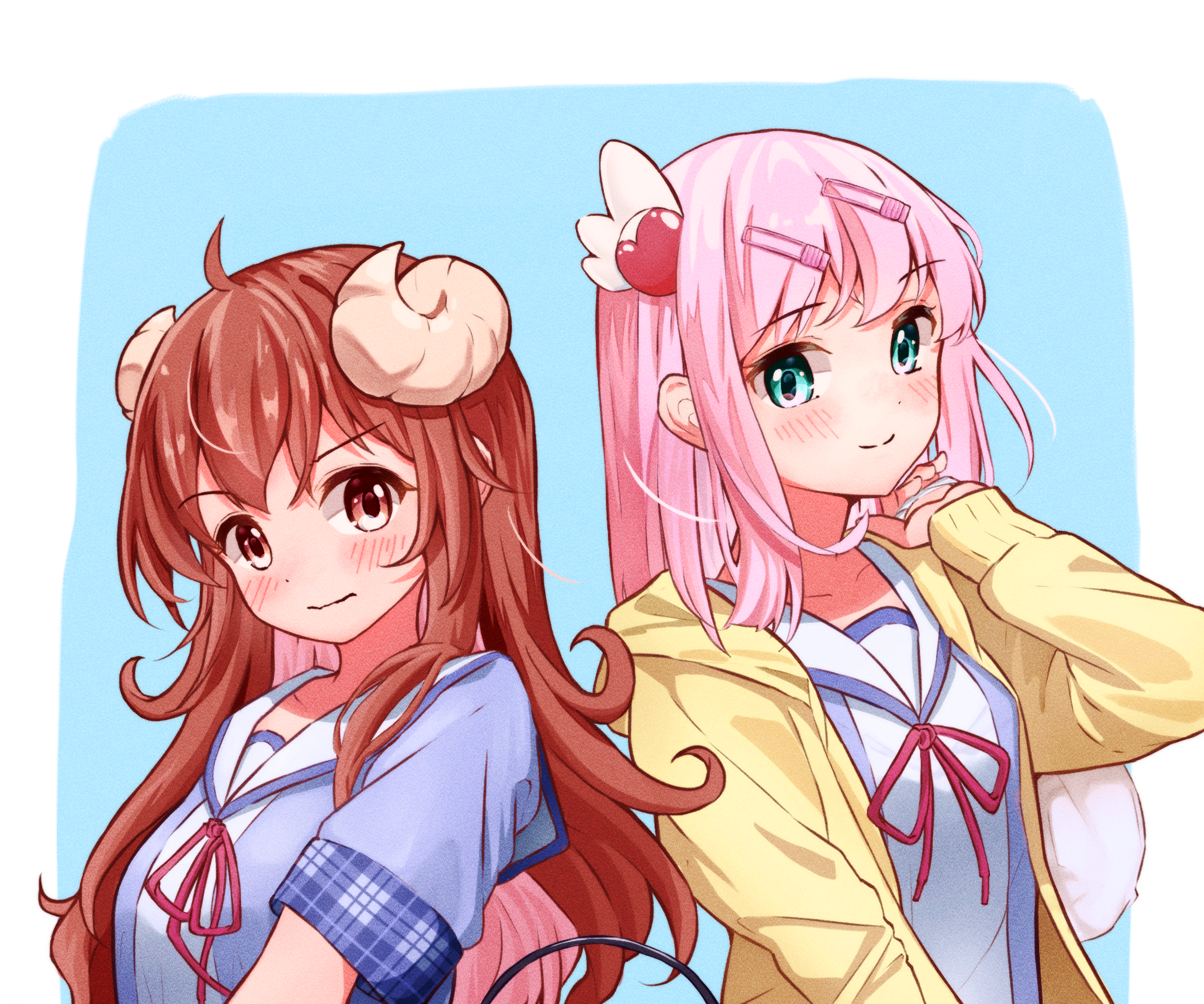 Yuuko Yoshida and Momo Chiyoda from The Demon Girl Next Door HD Wallpaper