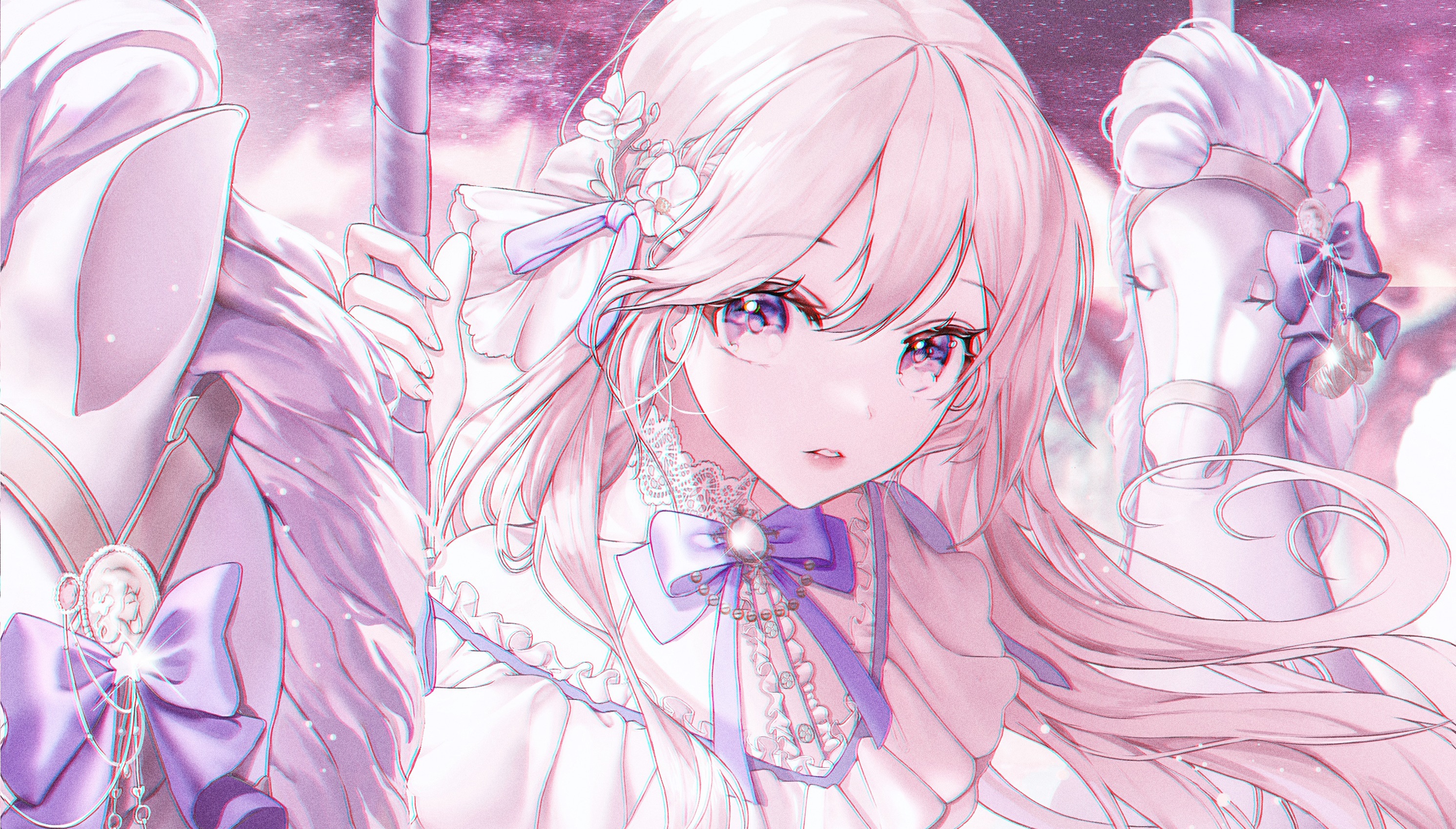 Elegant Girl on a Carousel HD Wallpaper