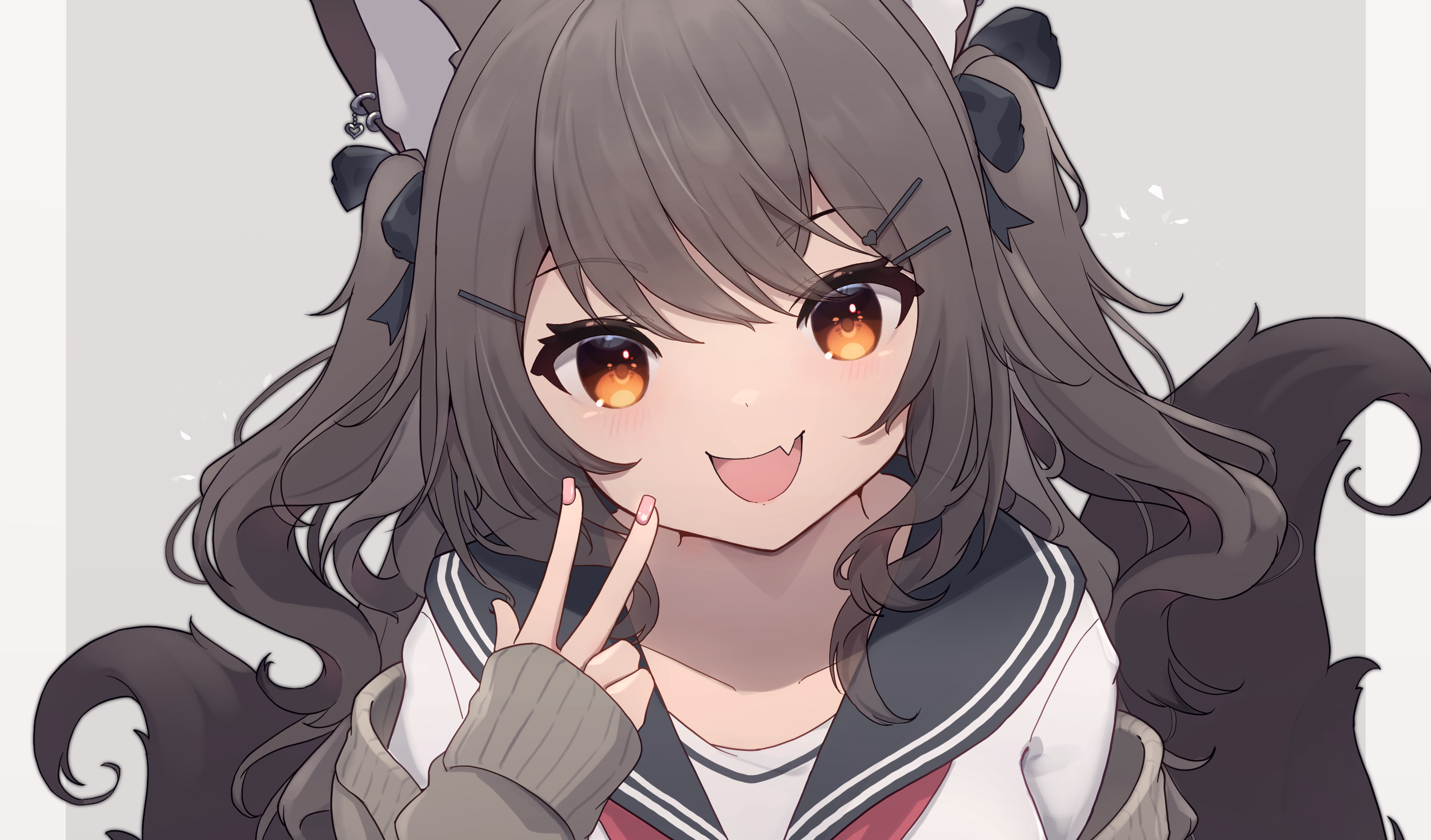 Anime girl with wolf ears and tail HD Wallpaper