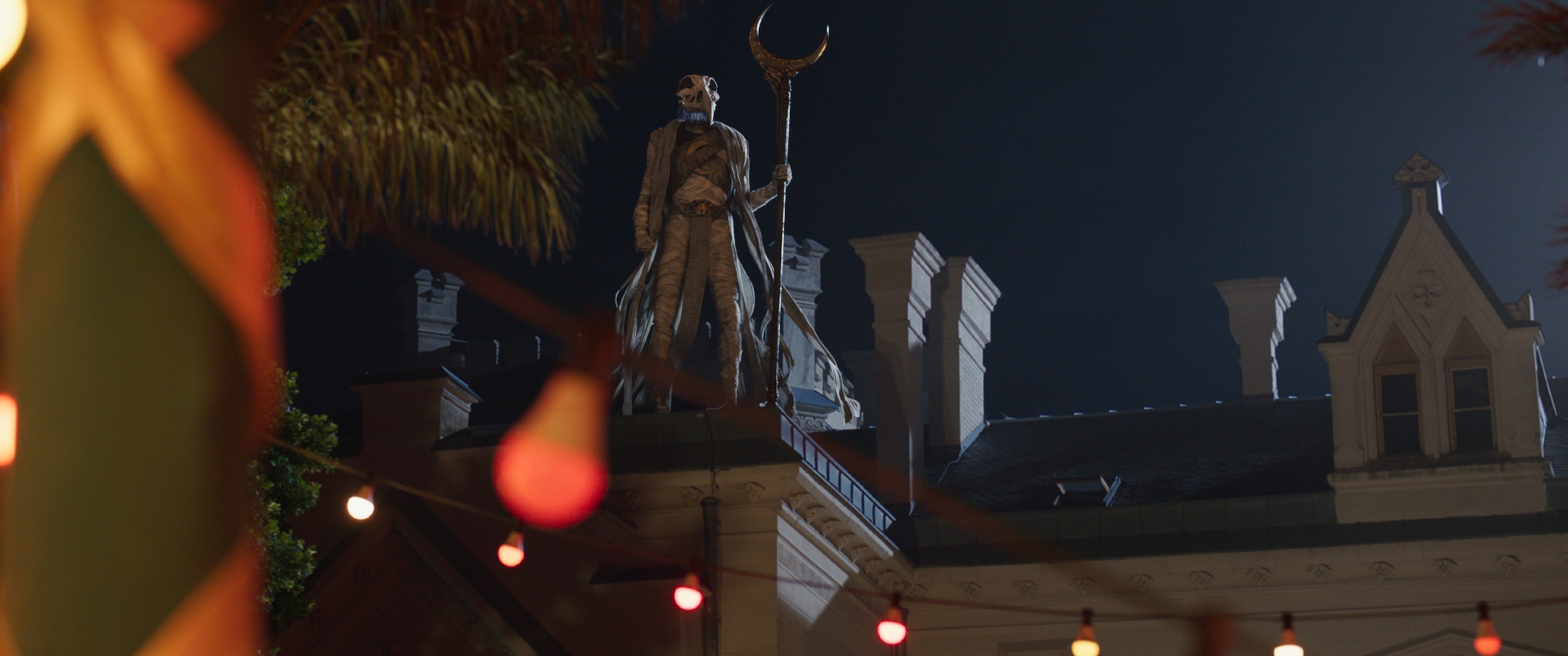 Moon Knight standing on a building at night HD Wallpaper