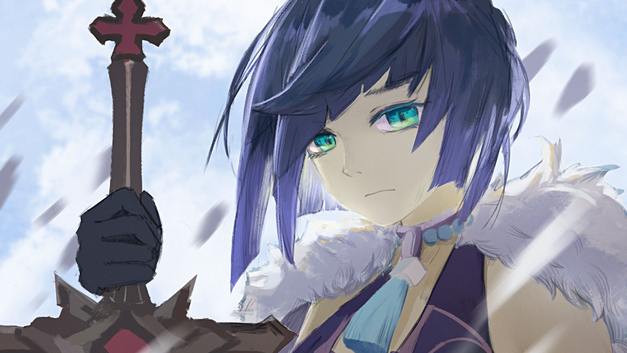 Yelan from Genshin Impact holding a sword HD Wallpaper
