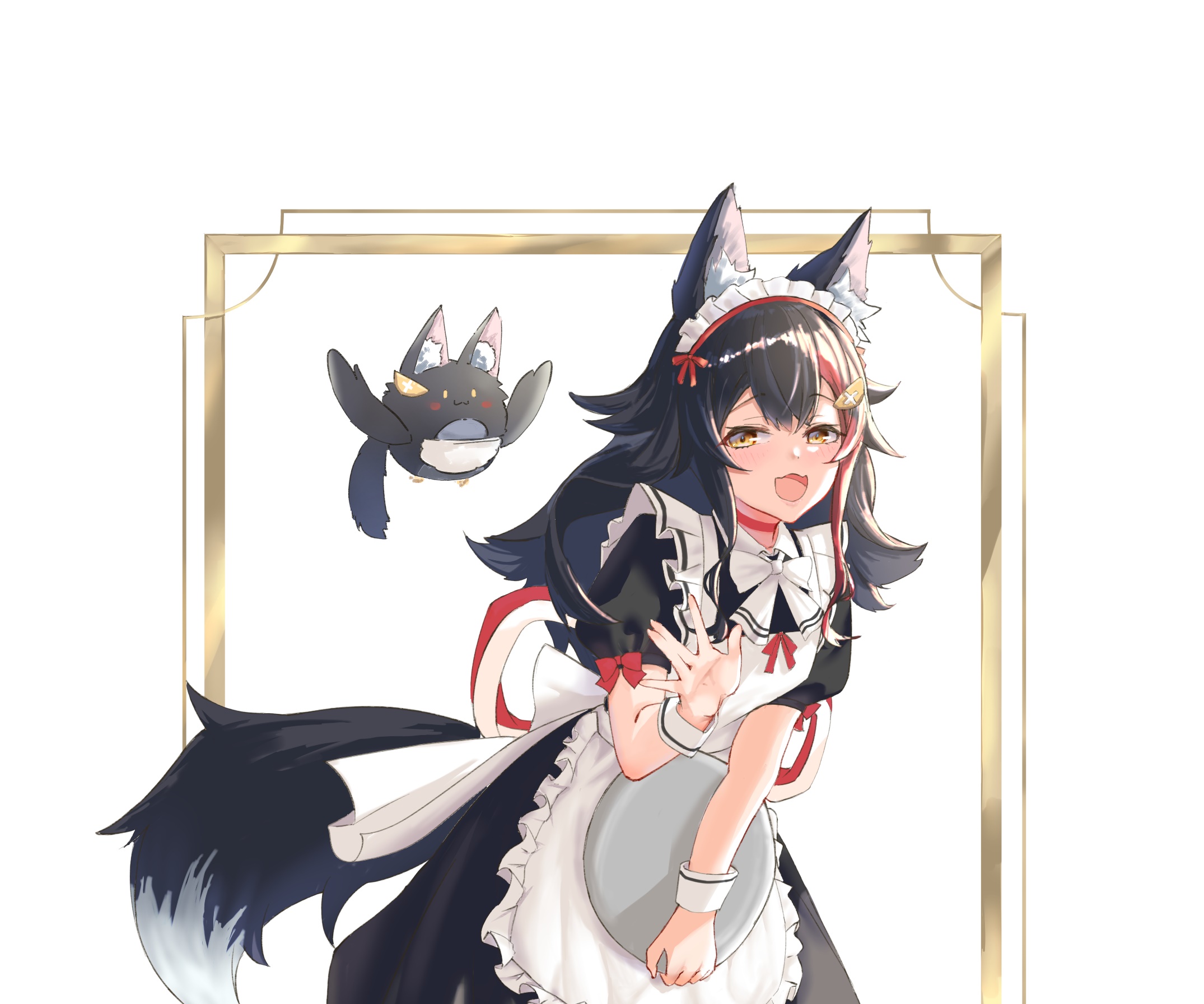 Ookami Mio from Hololive as a maid HD Wallpaper