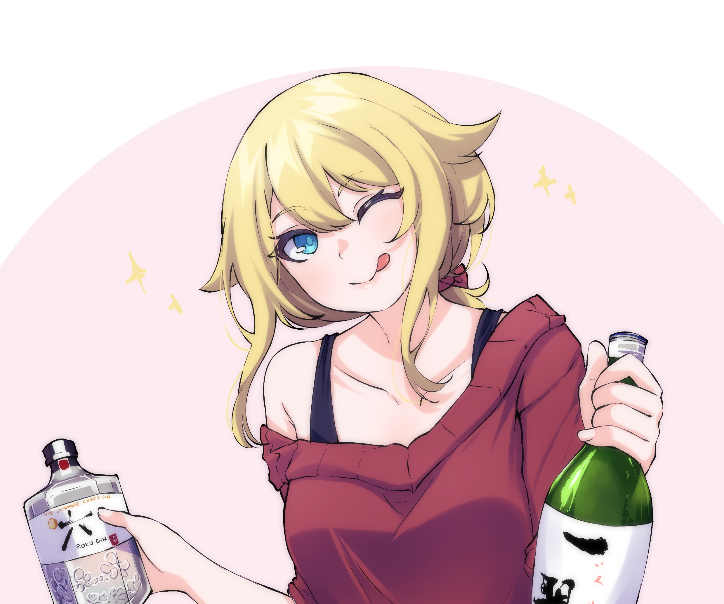 Hoshino Charlotte with two bottles HD Wallpaper
