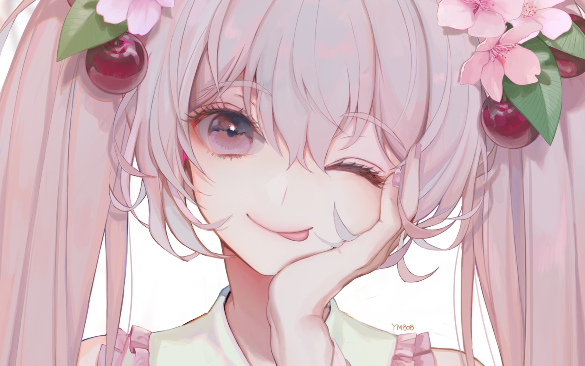 Sakura Miku Anime Portrait HD Wallpaper