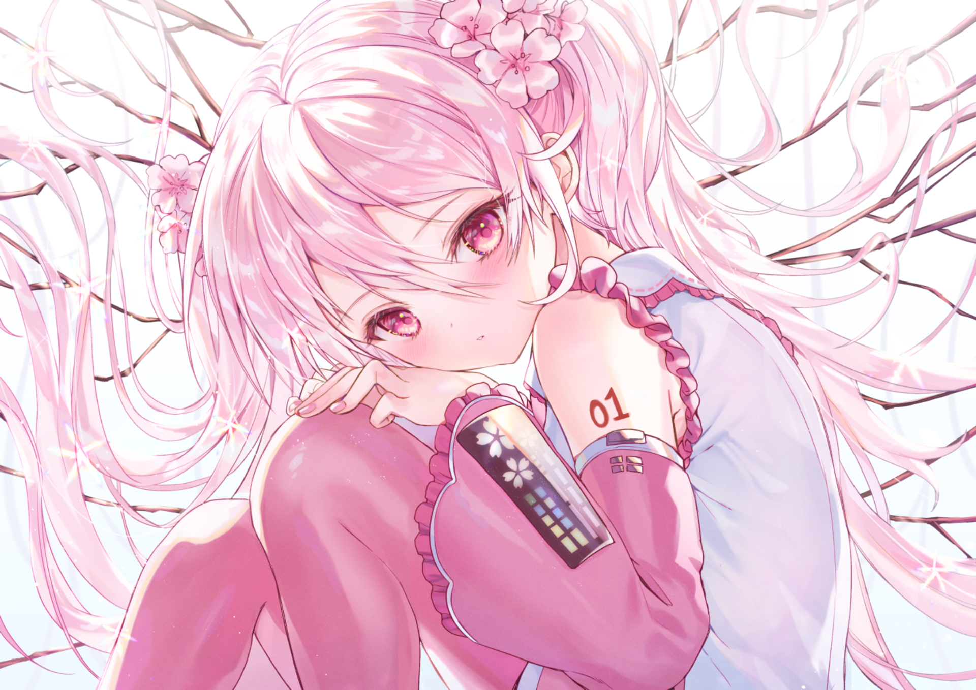 Sakura Miku Vocaloid with Cherry Blossoms HD Wallpaper