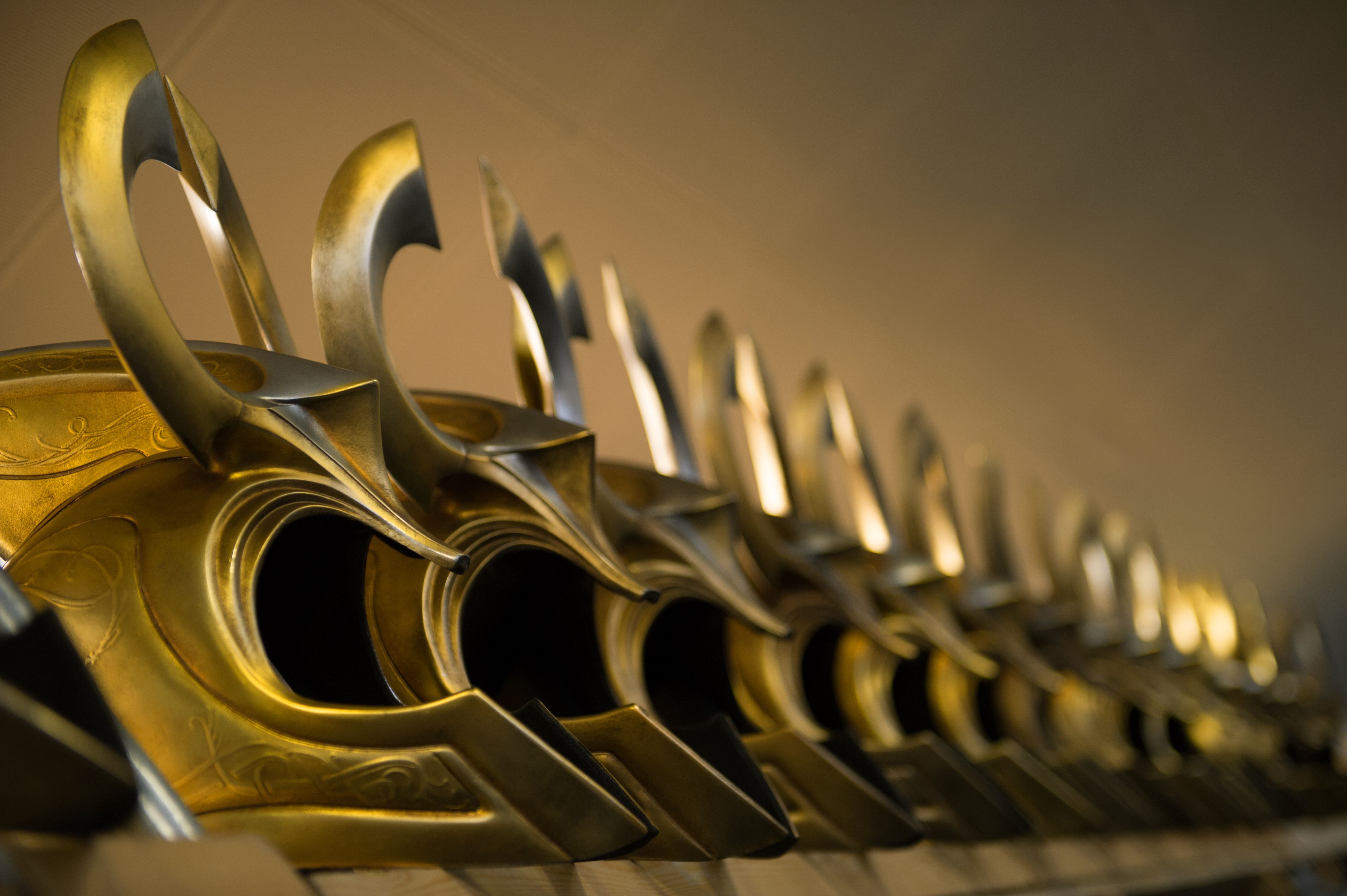 Row of Loki's Helmets HD Wallpaper