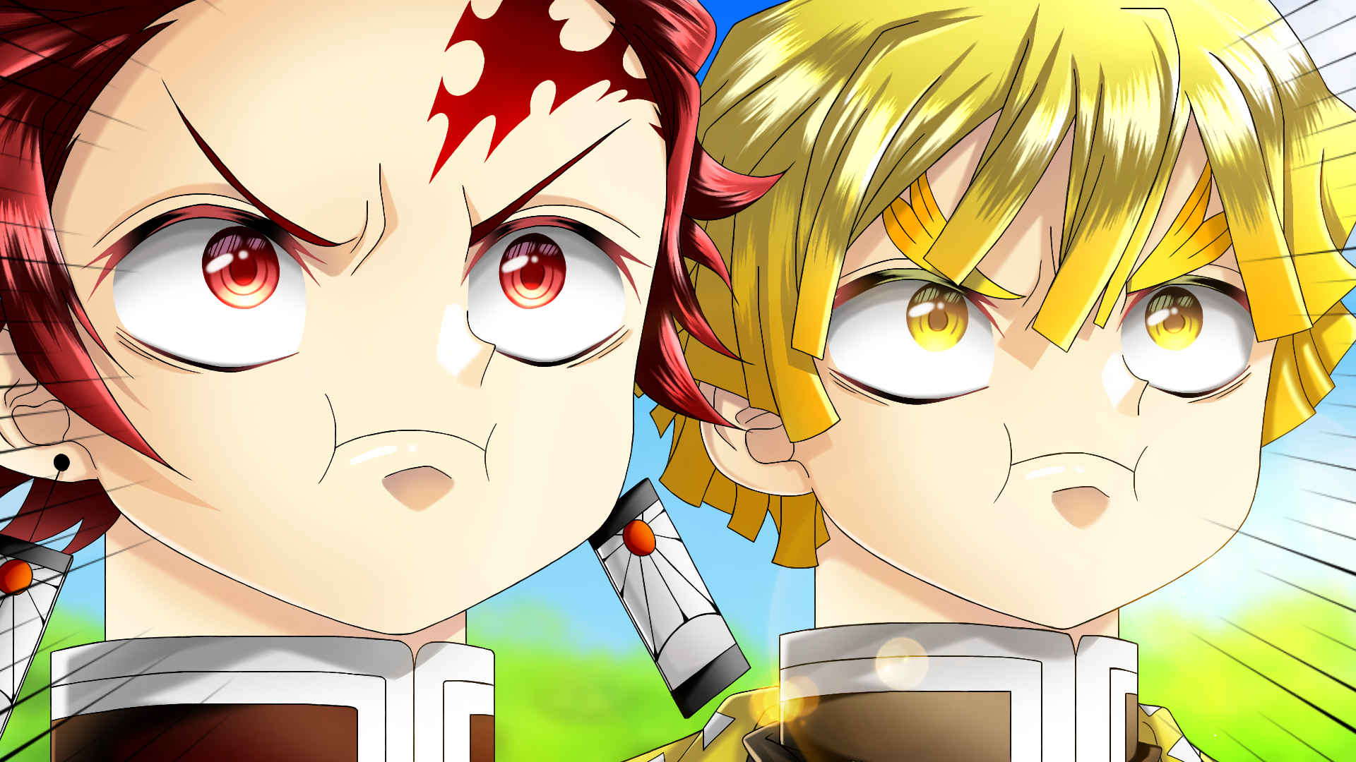 Tanjiro Kamado and Zenitsu Agatsuma from Demon Slayer HD Wallpaper