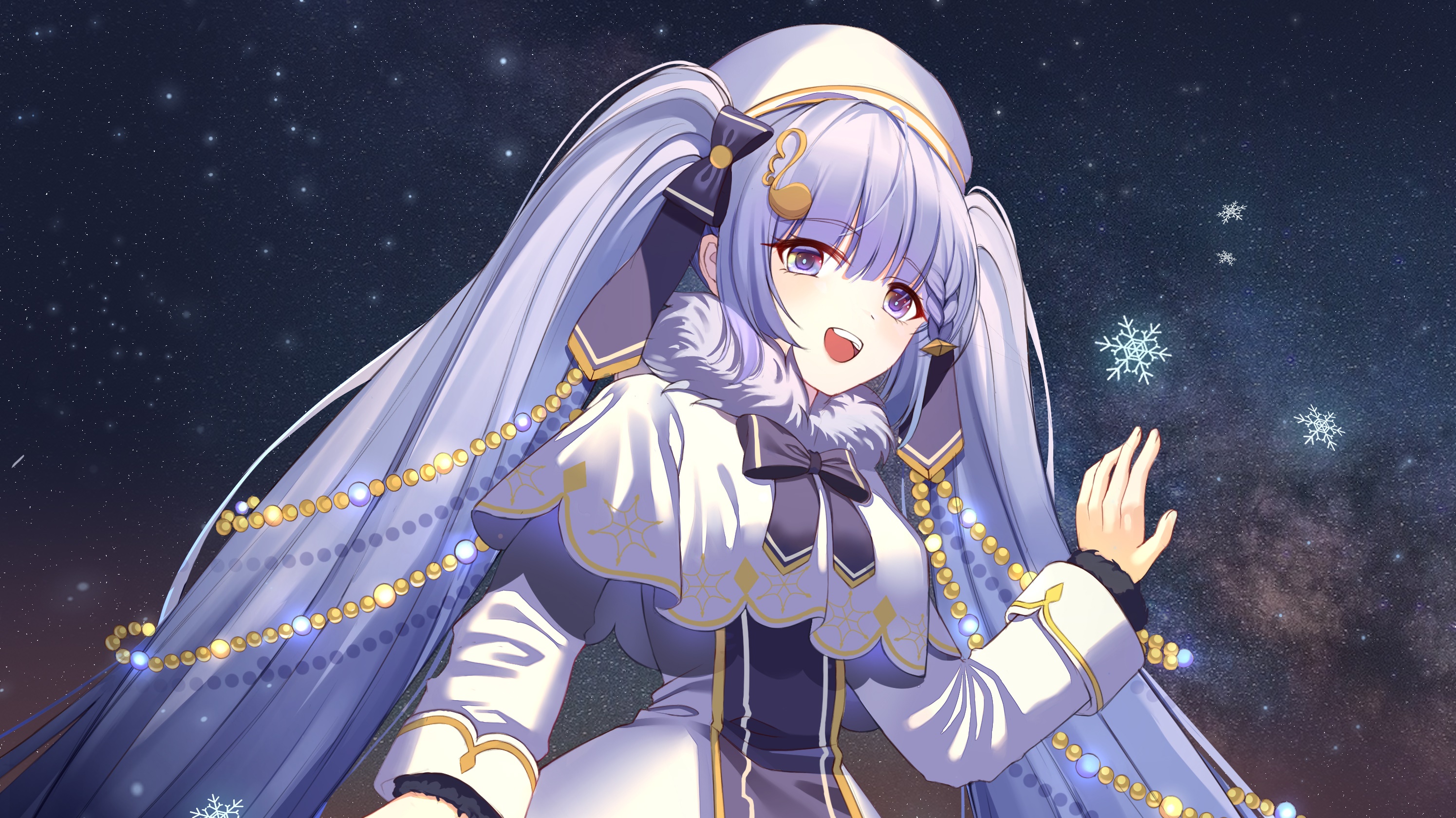 Hatsune Miku from Vocaloid in winter attire HD Wallpaper