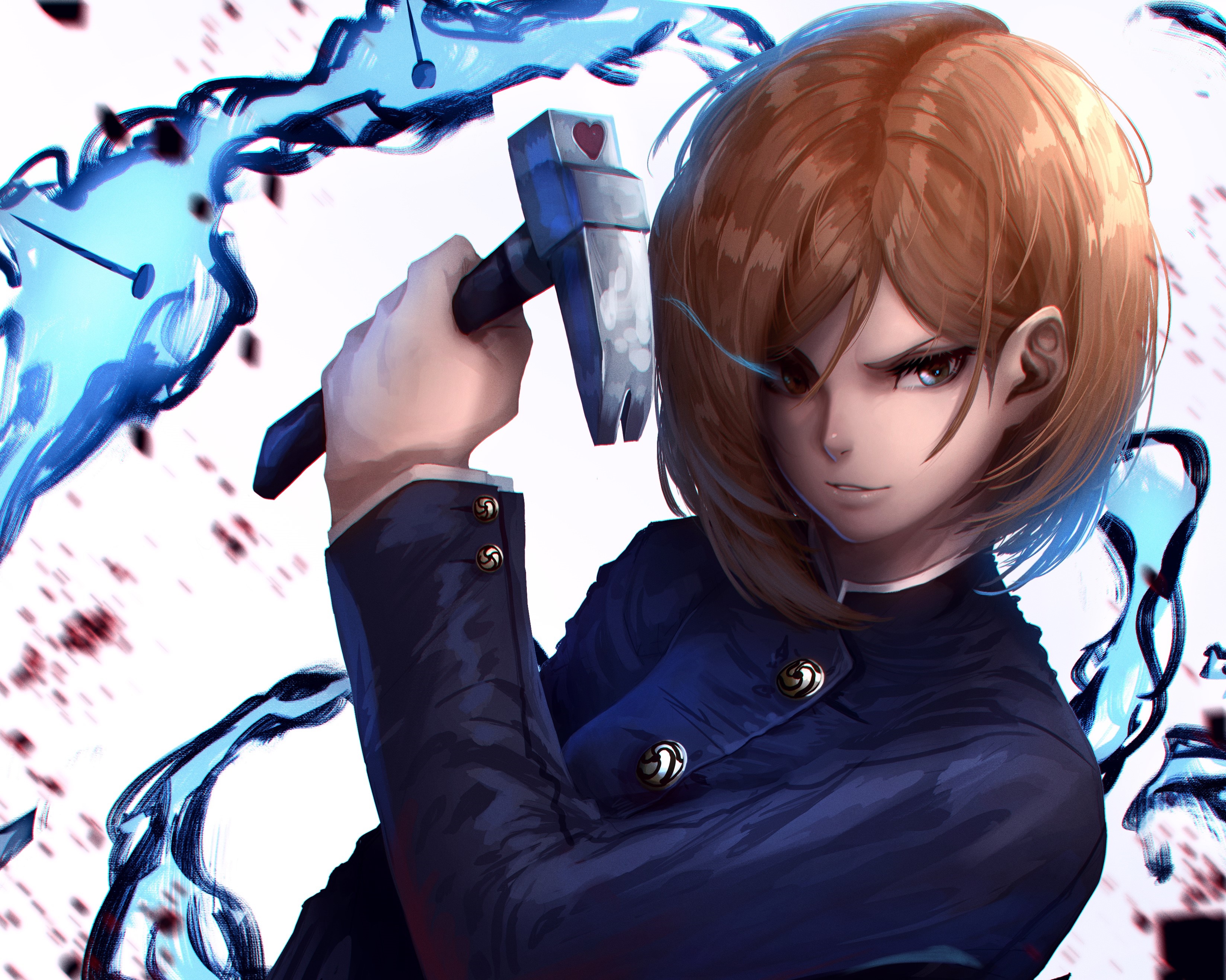 Nobara Kugisaki from Jujutsu Kaisen holding a hammer HD Wallpaper