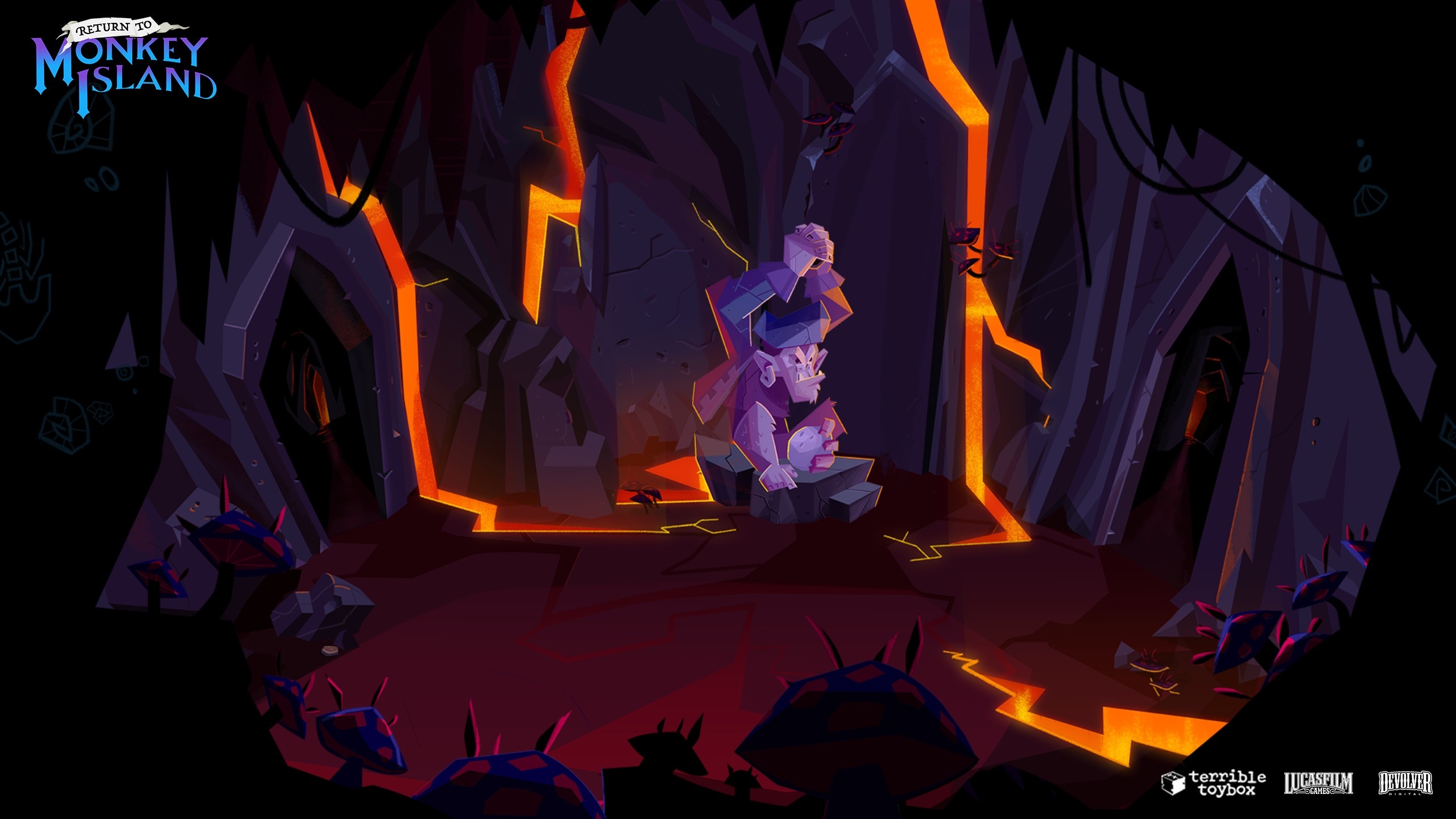Return to Monkey Island cave with lava HD Wallpaper