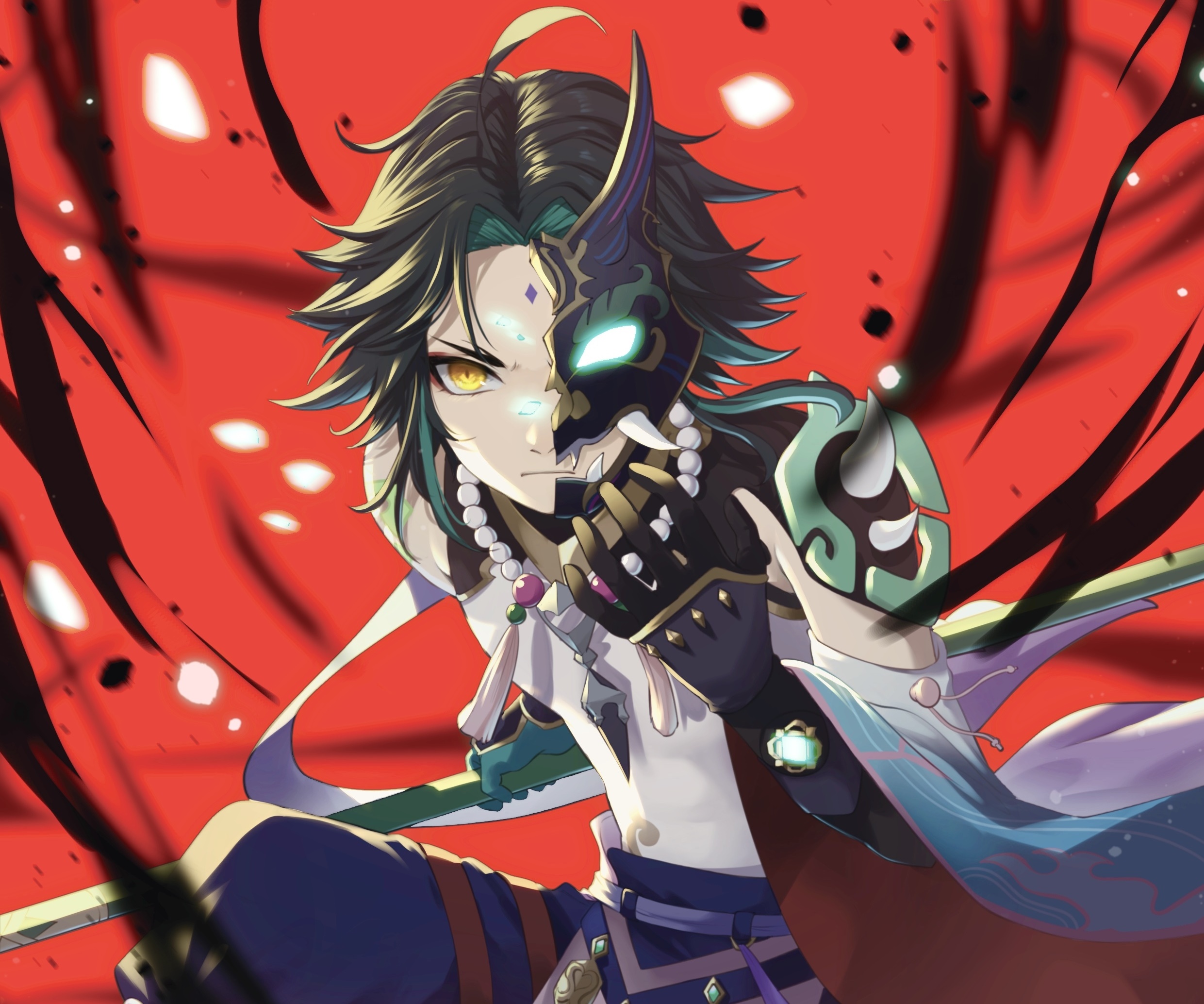 Xiao from Genshin Impact with mask HD Wallpaper