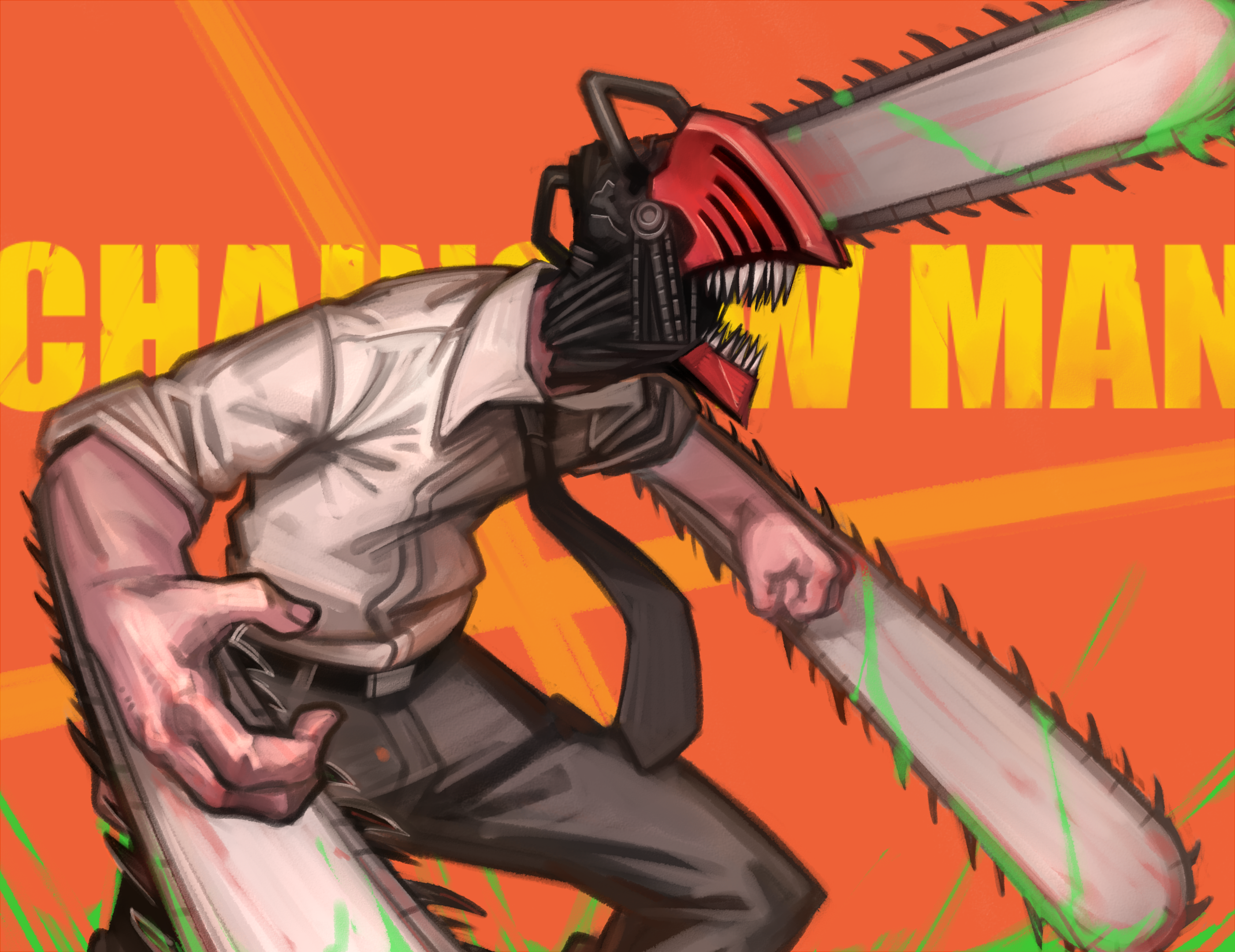 Denji from Chainsaw Man with Chainsaws HD Wallpaper