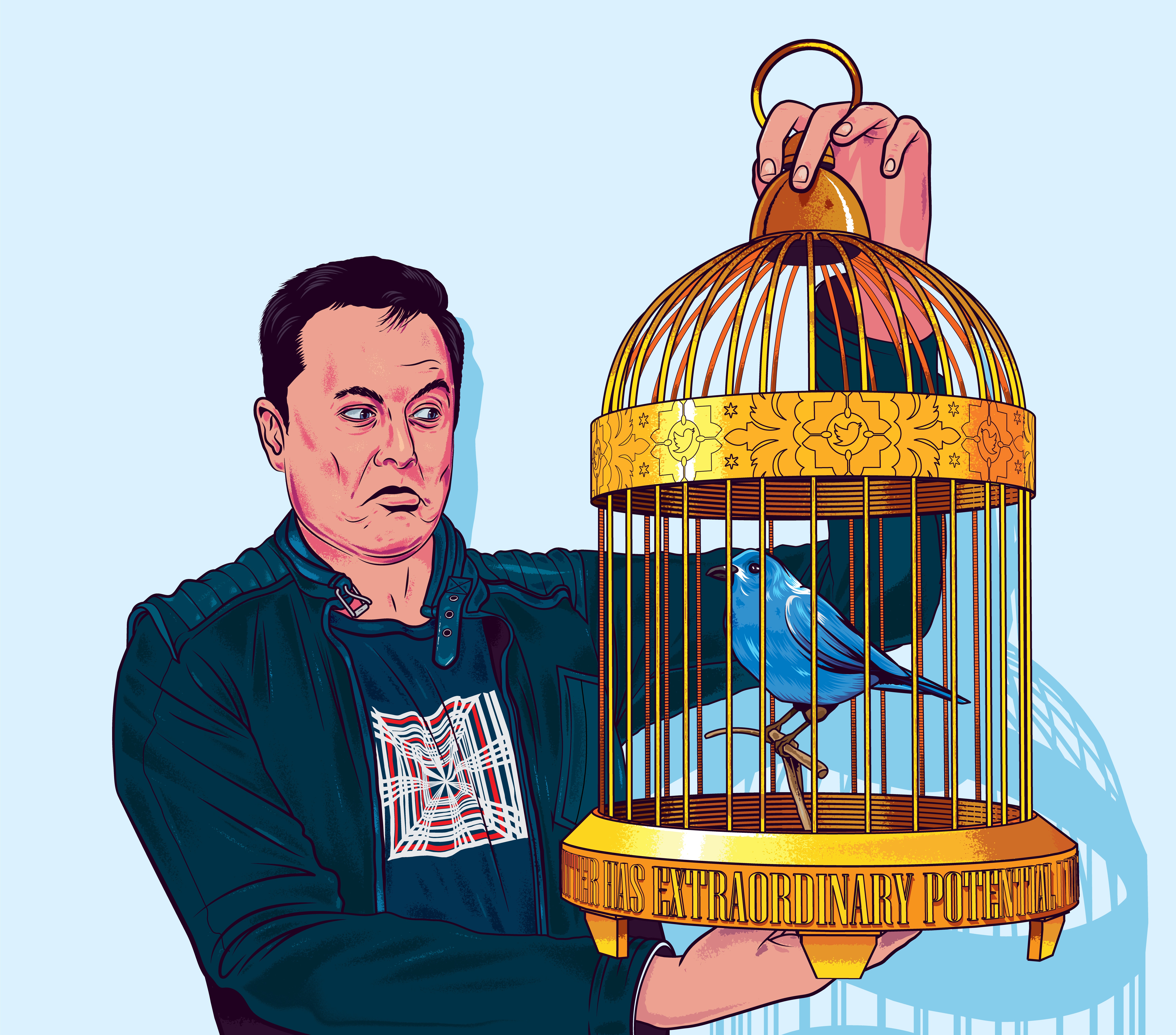 Elon Musk holding a bird in a cage HD Wallpaper