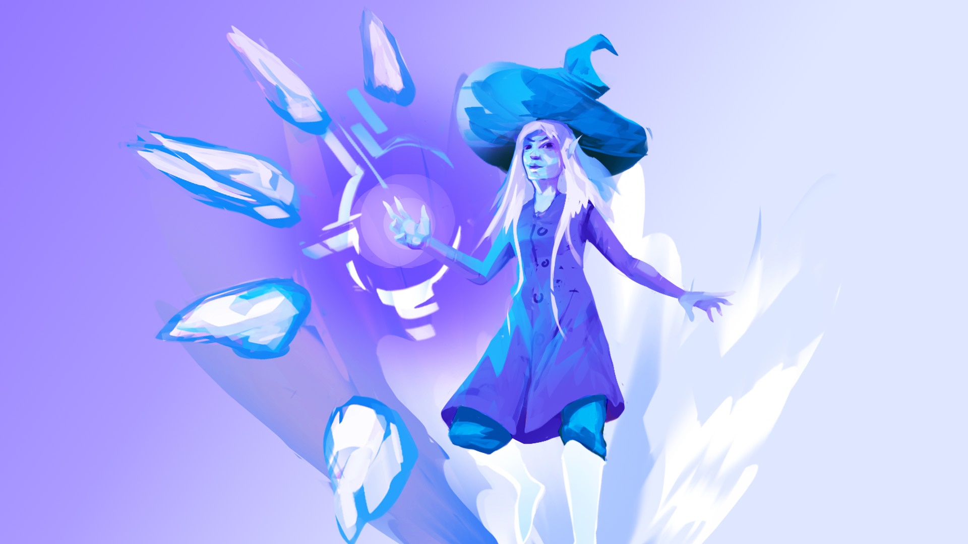 Ice Mage casting a spell with glowing orb HD Wallpaper