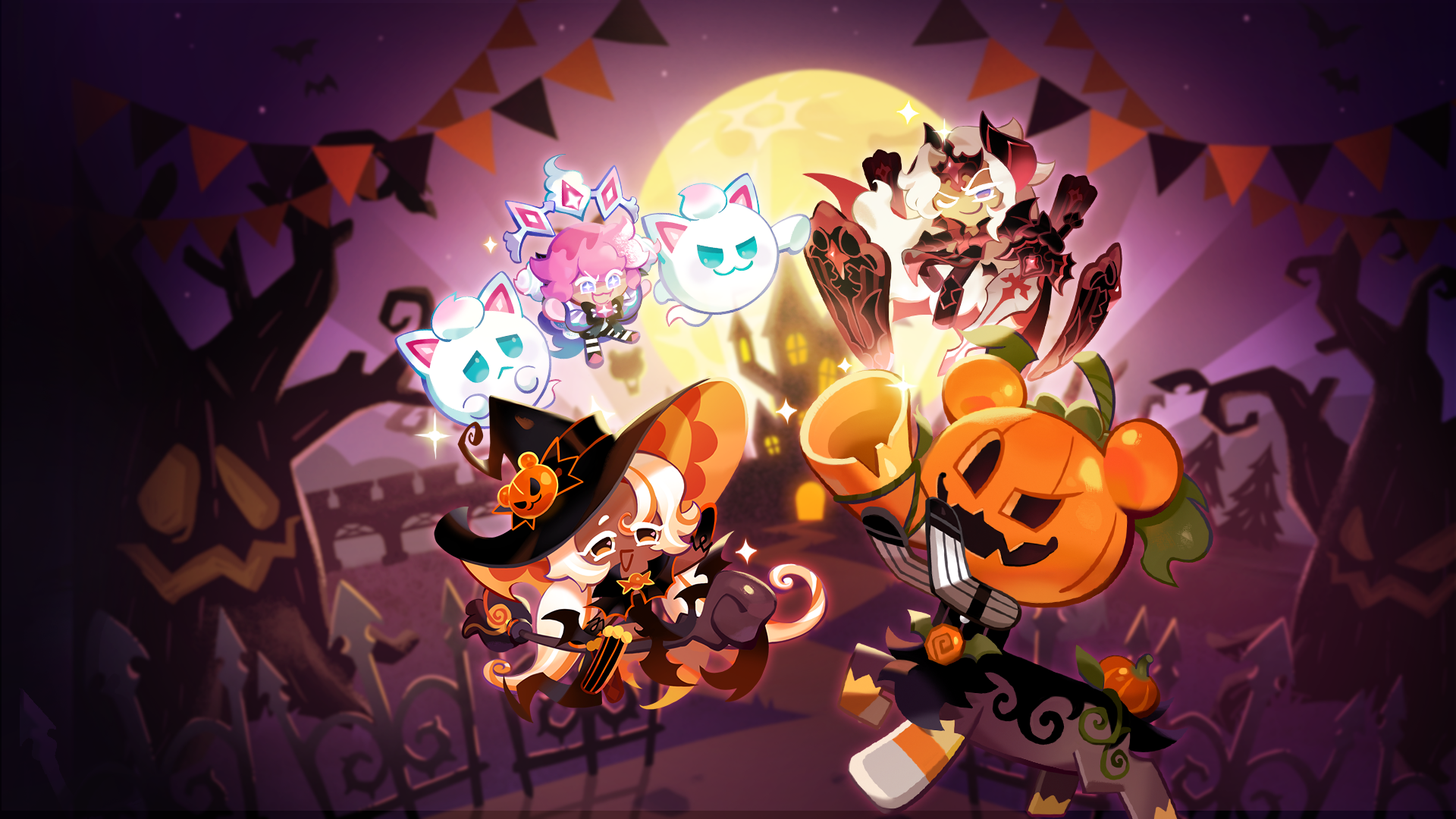 Cookie Run Kingdom Halloween Characters HD Wallpaper