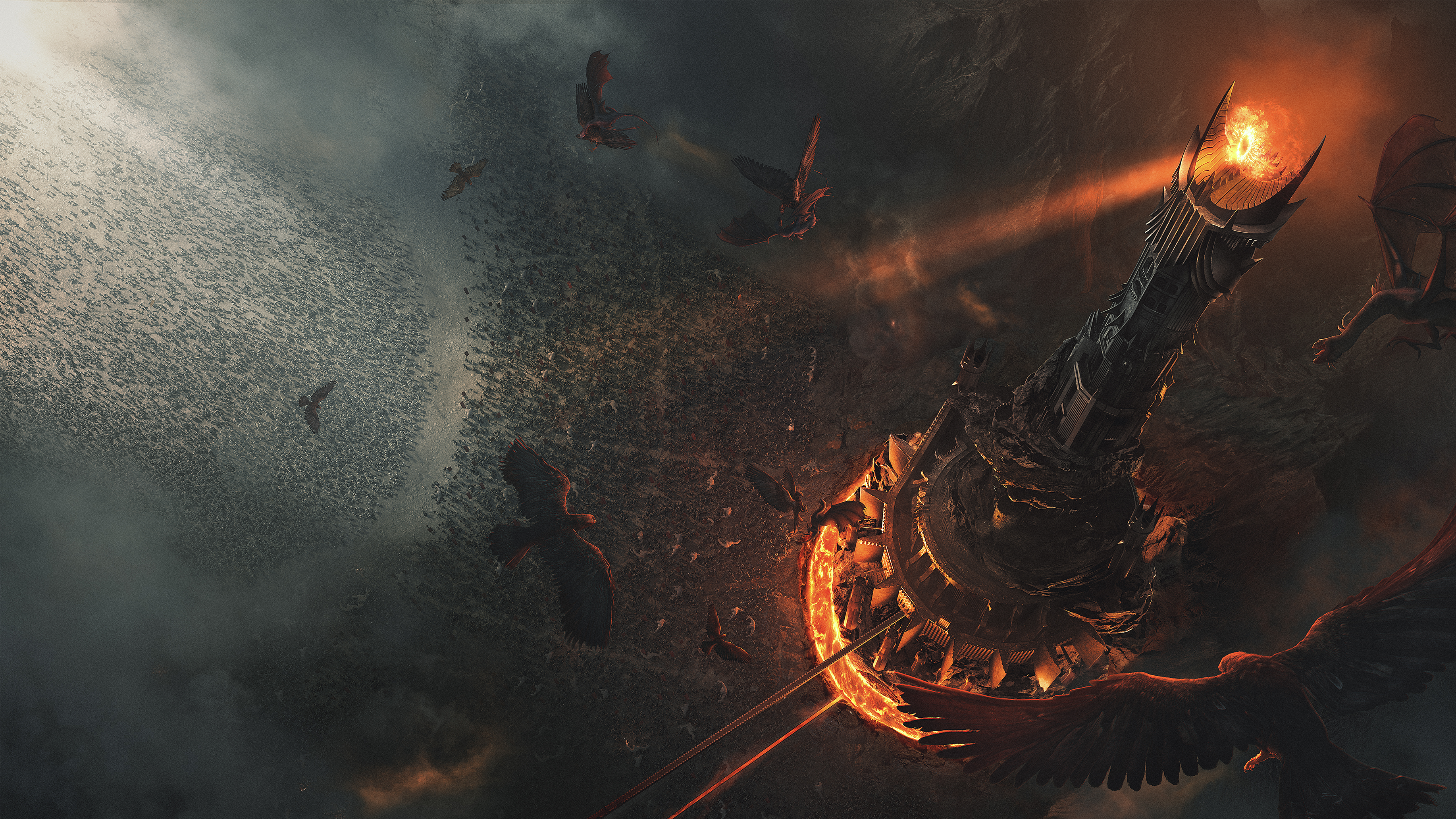 The Eye of Sauron and Mordor with Nazgûl HD Wallpaper