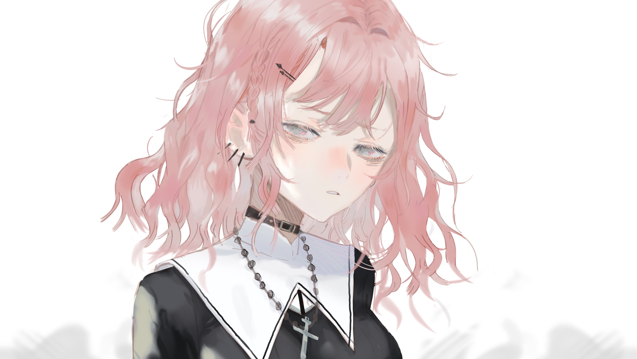 Anime girl with pink hair and nun outfit HD Wallpaper