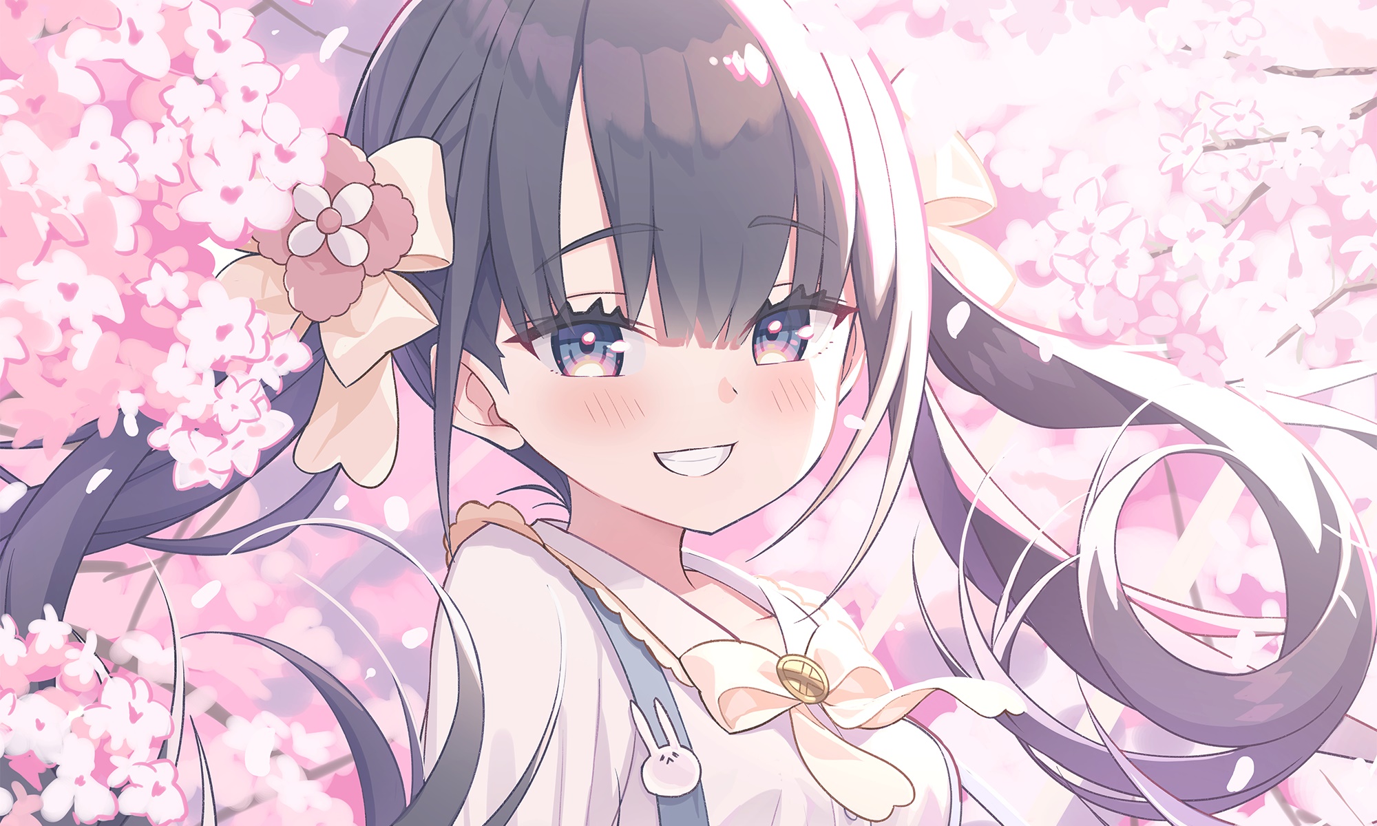Girl with Cherry Blossoms HD Wallpaper