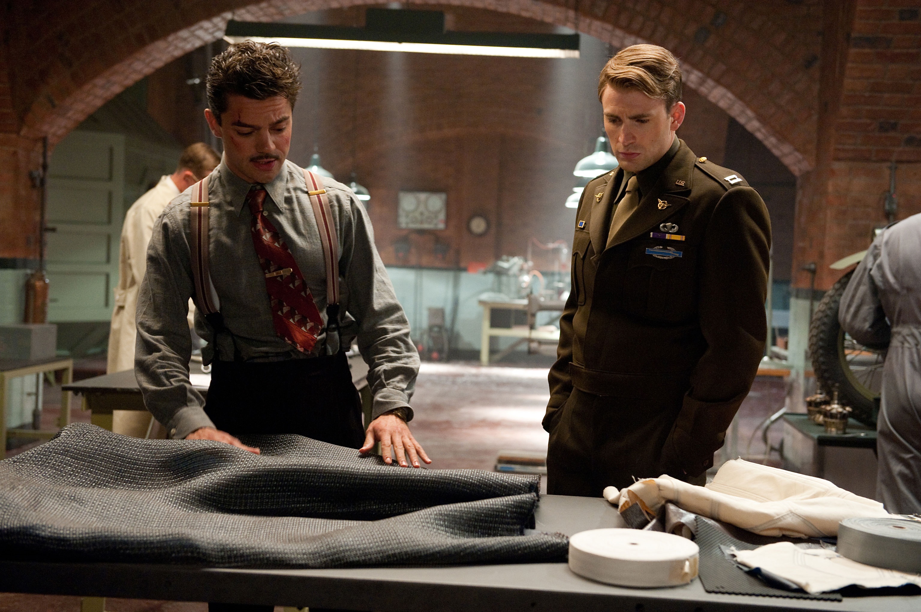 Steve Rogers and Howard Stark with Prototypes HD Wallpaper