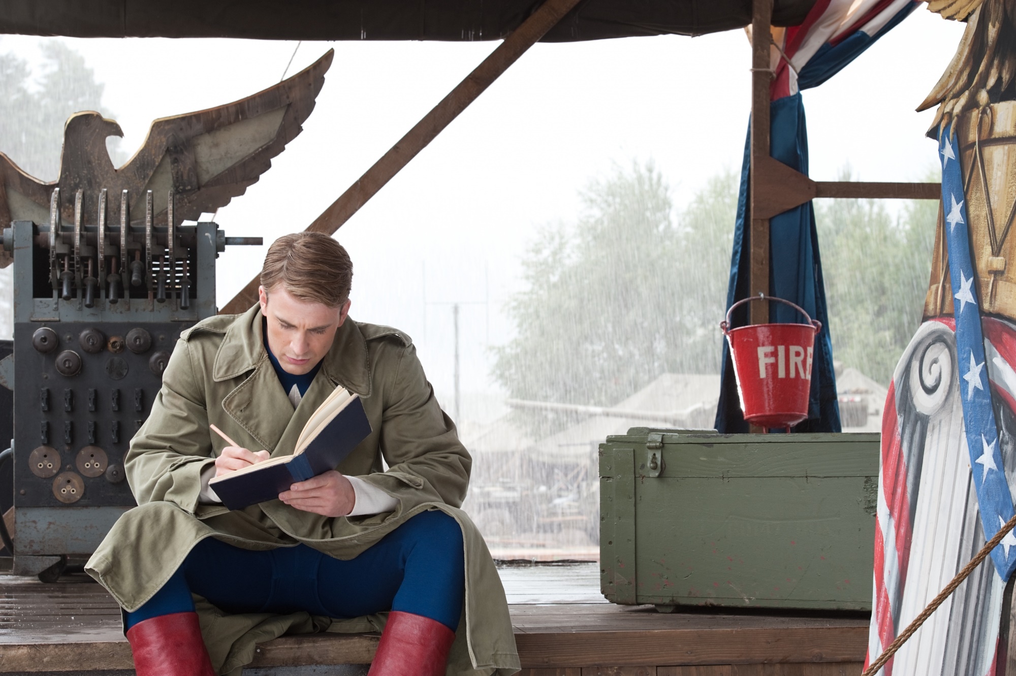 Steve Rogers writing in a notebook HD Wallpaper