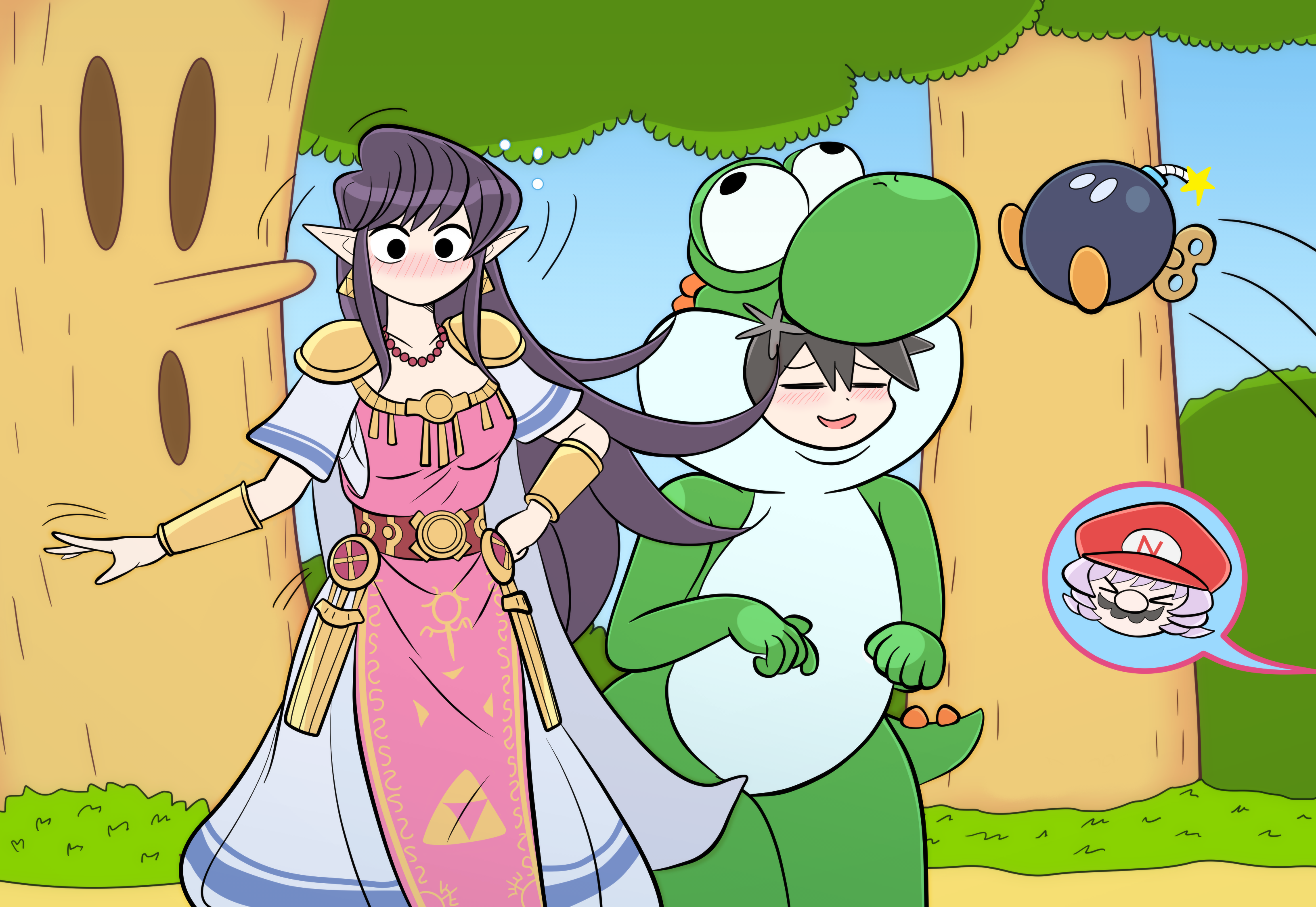 Shouko Komi as Zelda and Hitohito Tadano as Yoshi HD Wallpaper