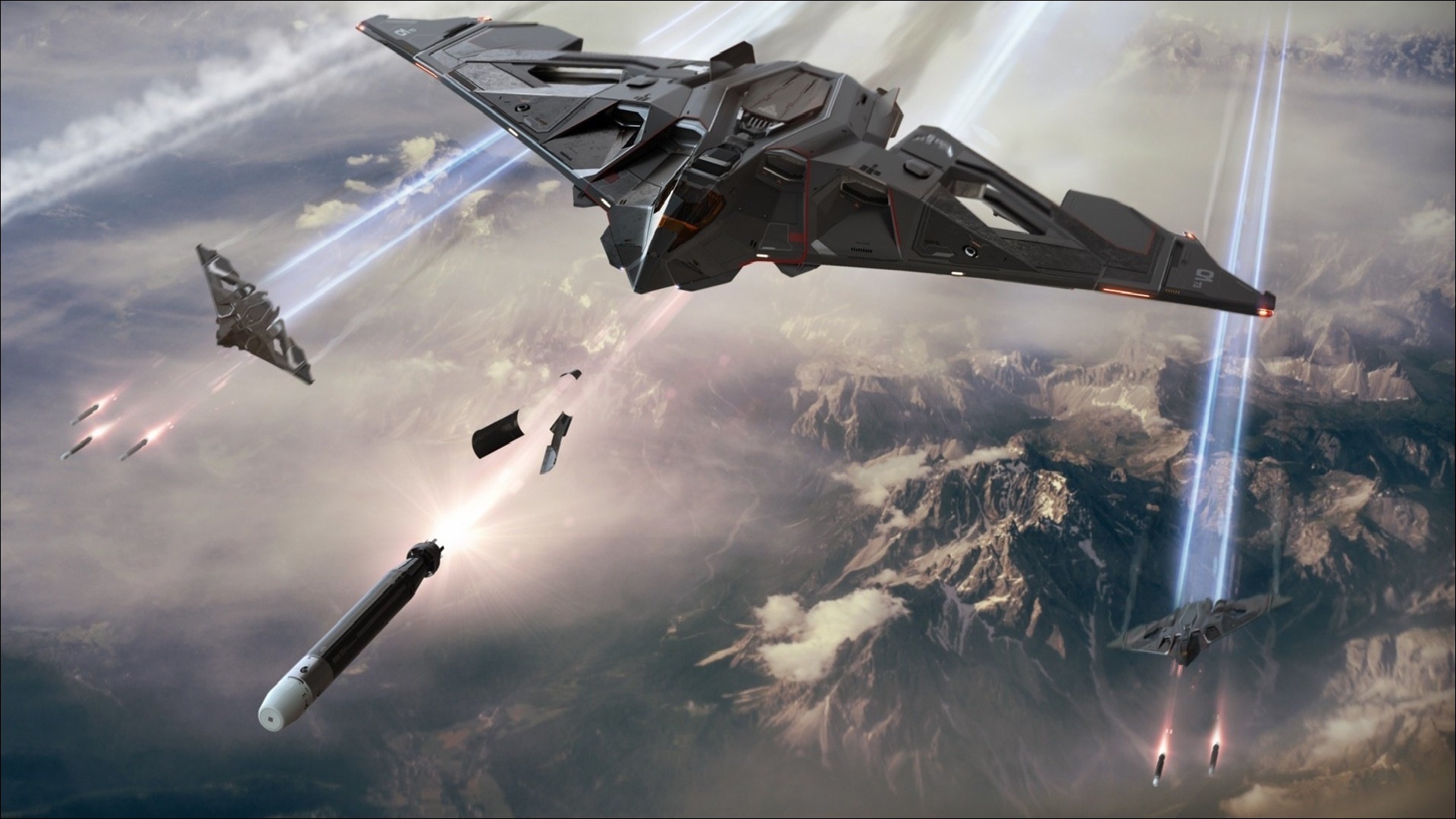 Star Citizen spaceships in aerial combat HD Wallpaper