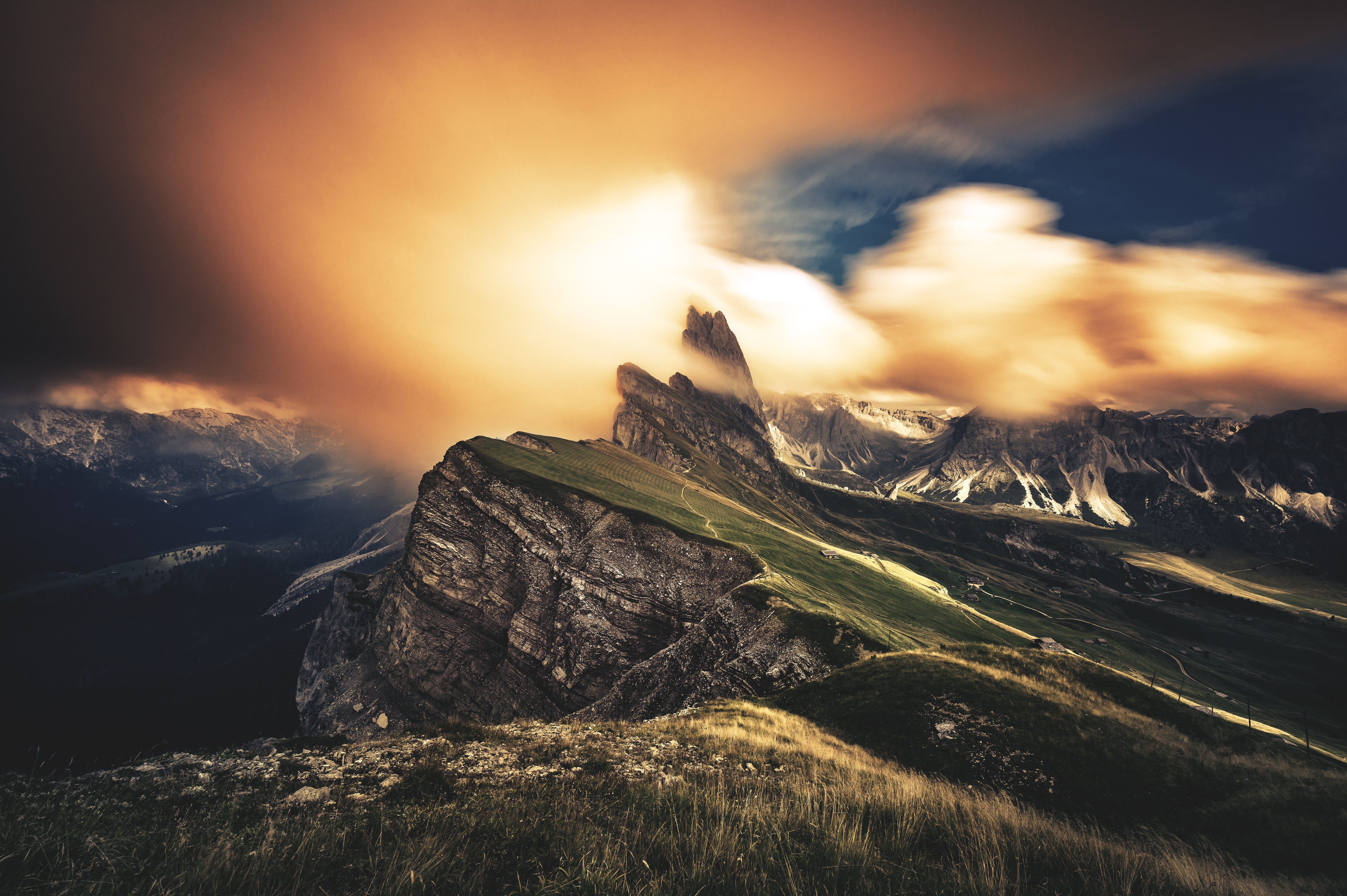 Mountain range with dramatic clouds HD Wallpaper