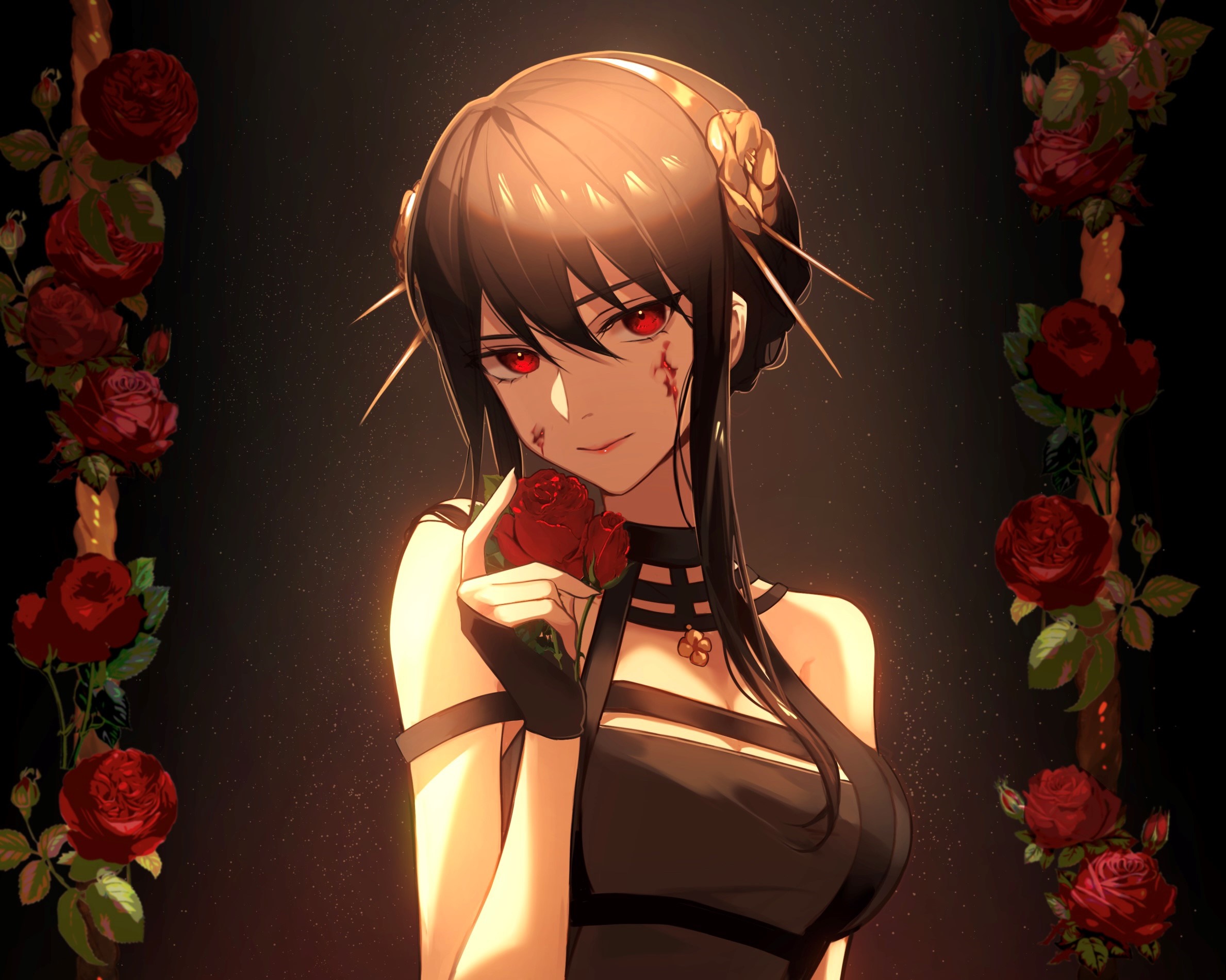 Yor Forger from Spy X Family with Roses HD Wallpaper