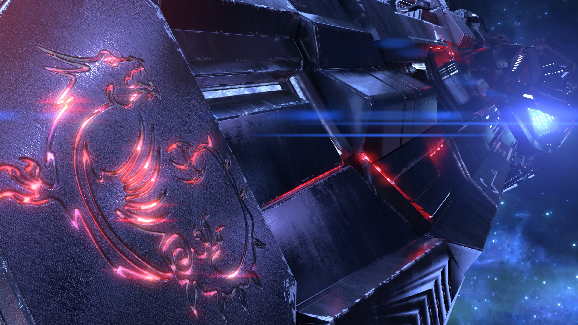 MSI Dragon Logo on Spaceship HD Wallpaper