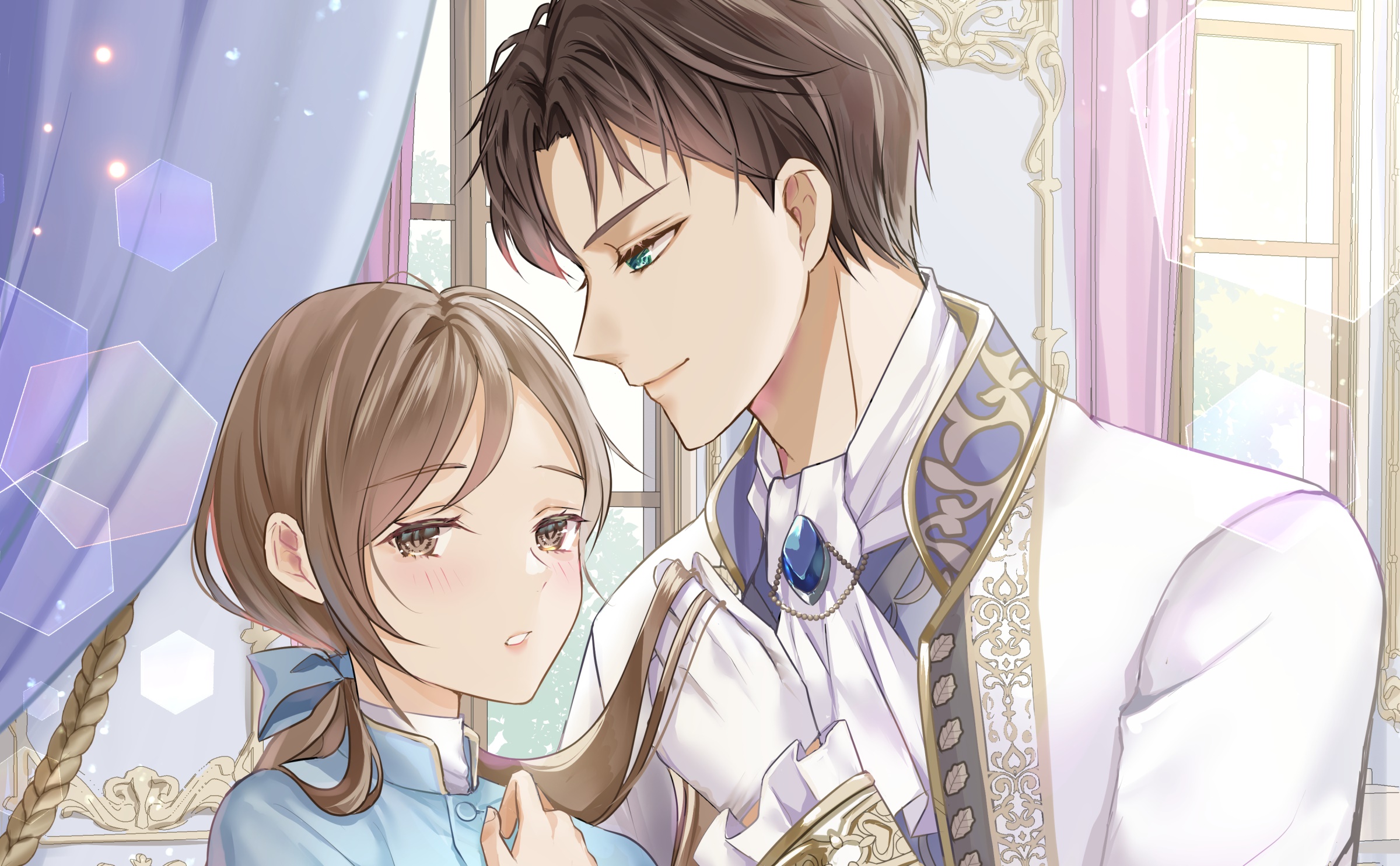 Couple in formal attire in a ballroom HD Wallpaper