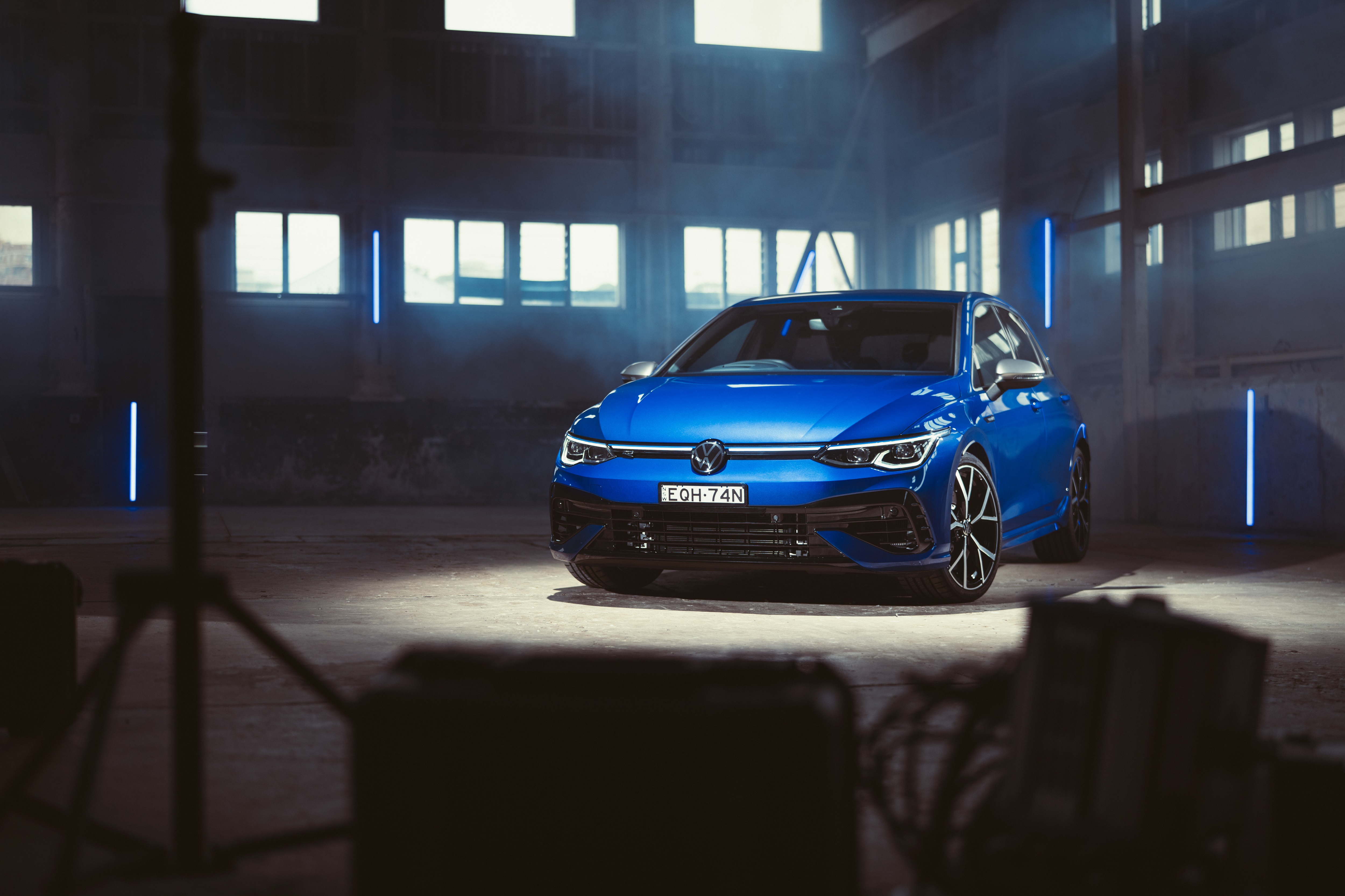 Blue Volkswagen Golf R 4K HD Wallpaper