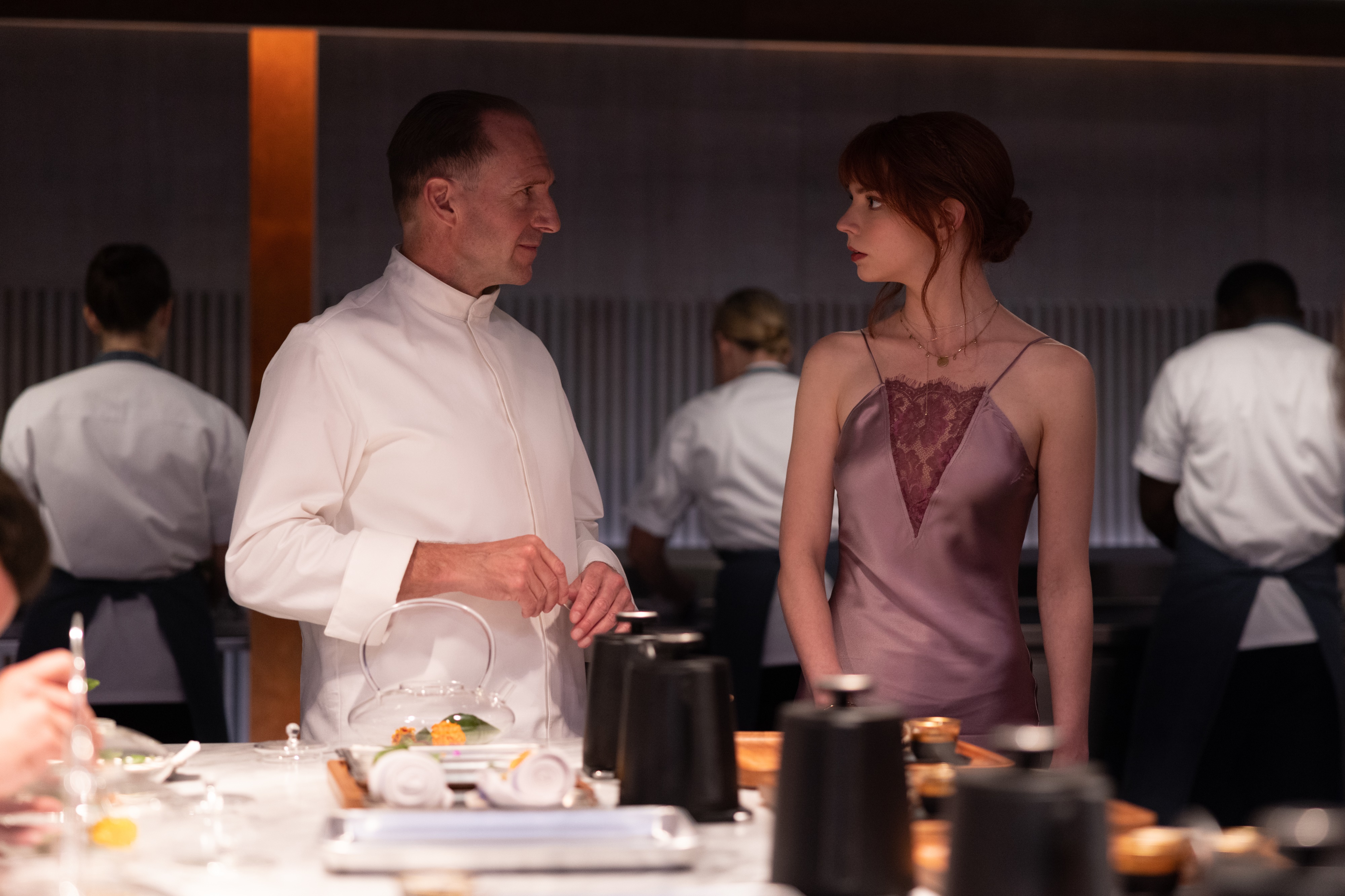 The Menu 4K: Anya Taylor-Joy and Ralph Fiennes HD Wallpaper