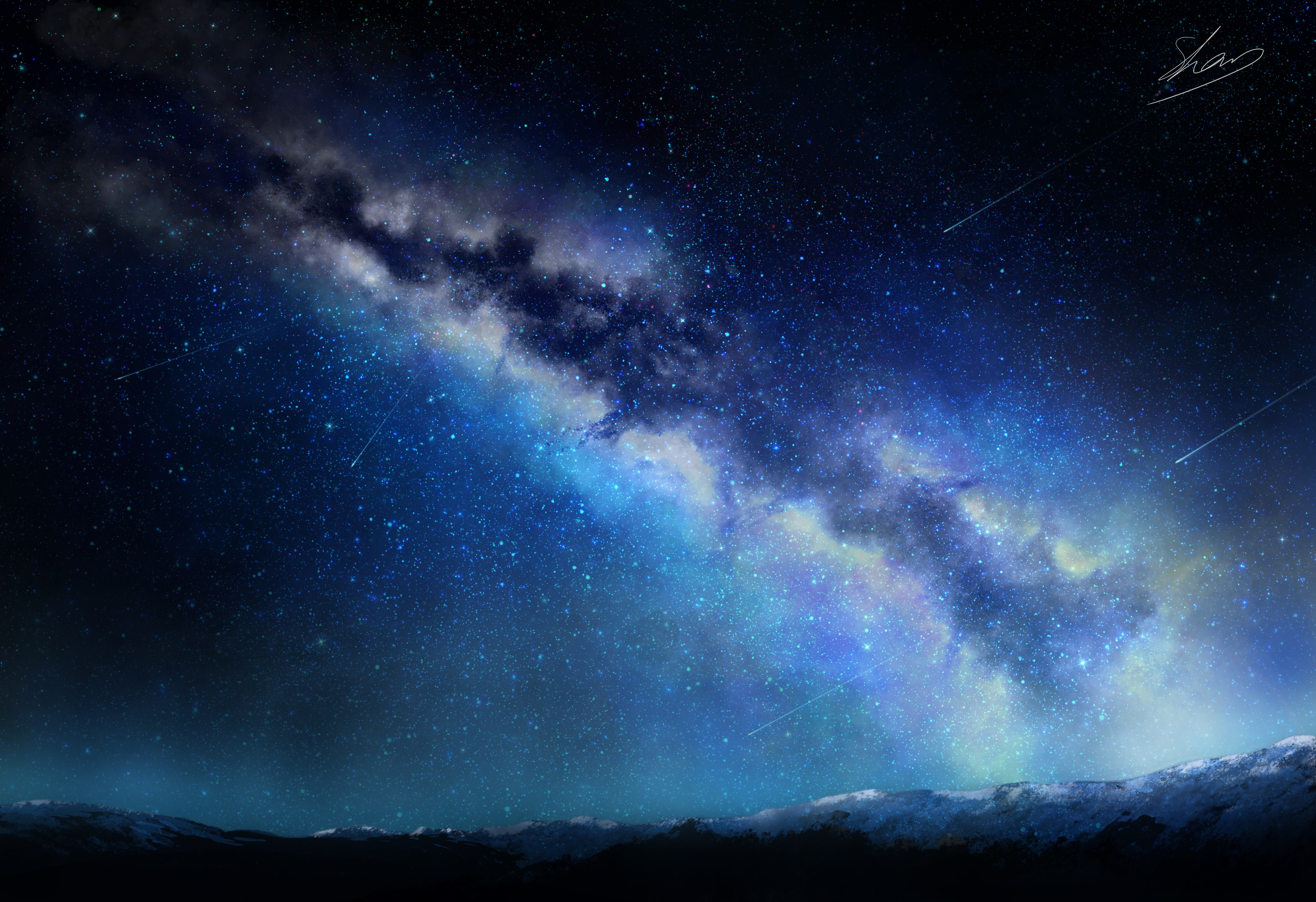Milky Way Galaxy over Mountains 4K HD Wallpaper