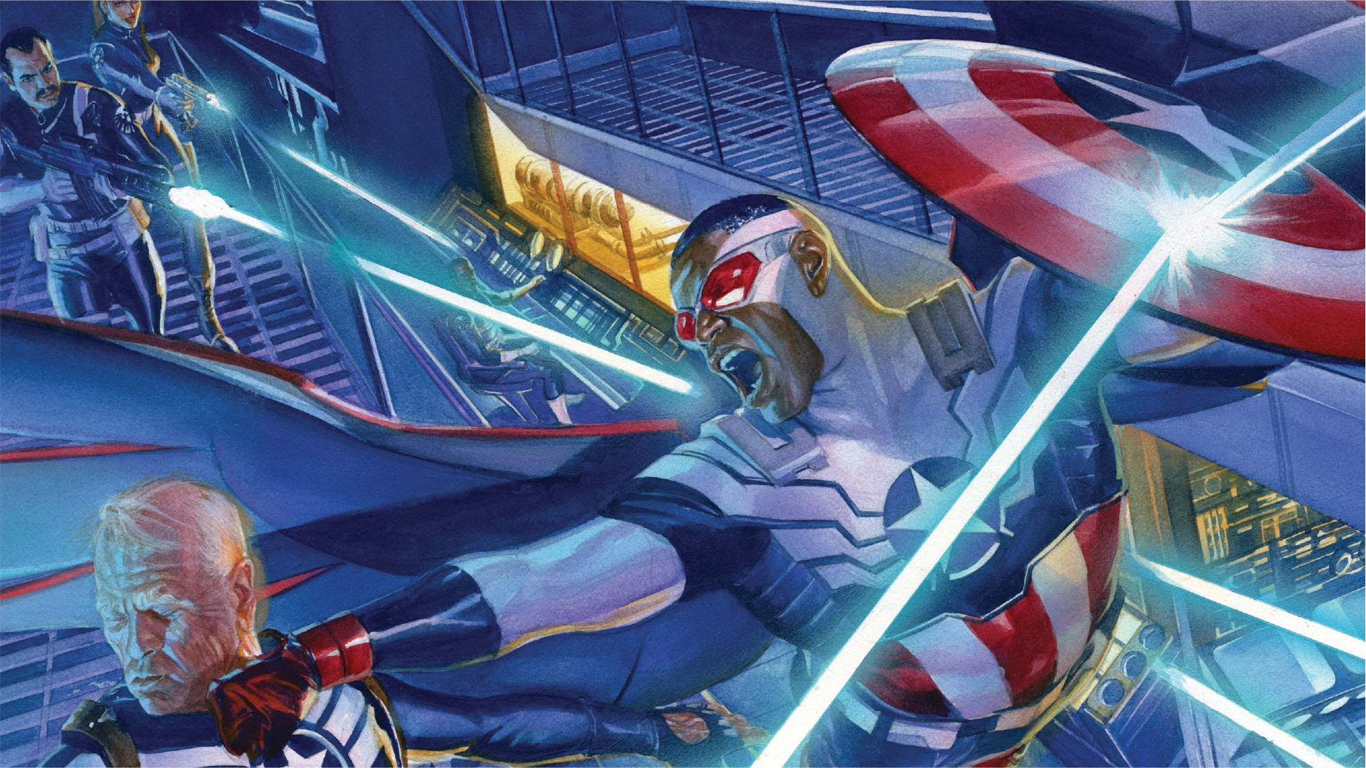 Captain America and Falcon in battle HD Wallpaper