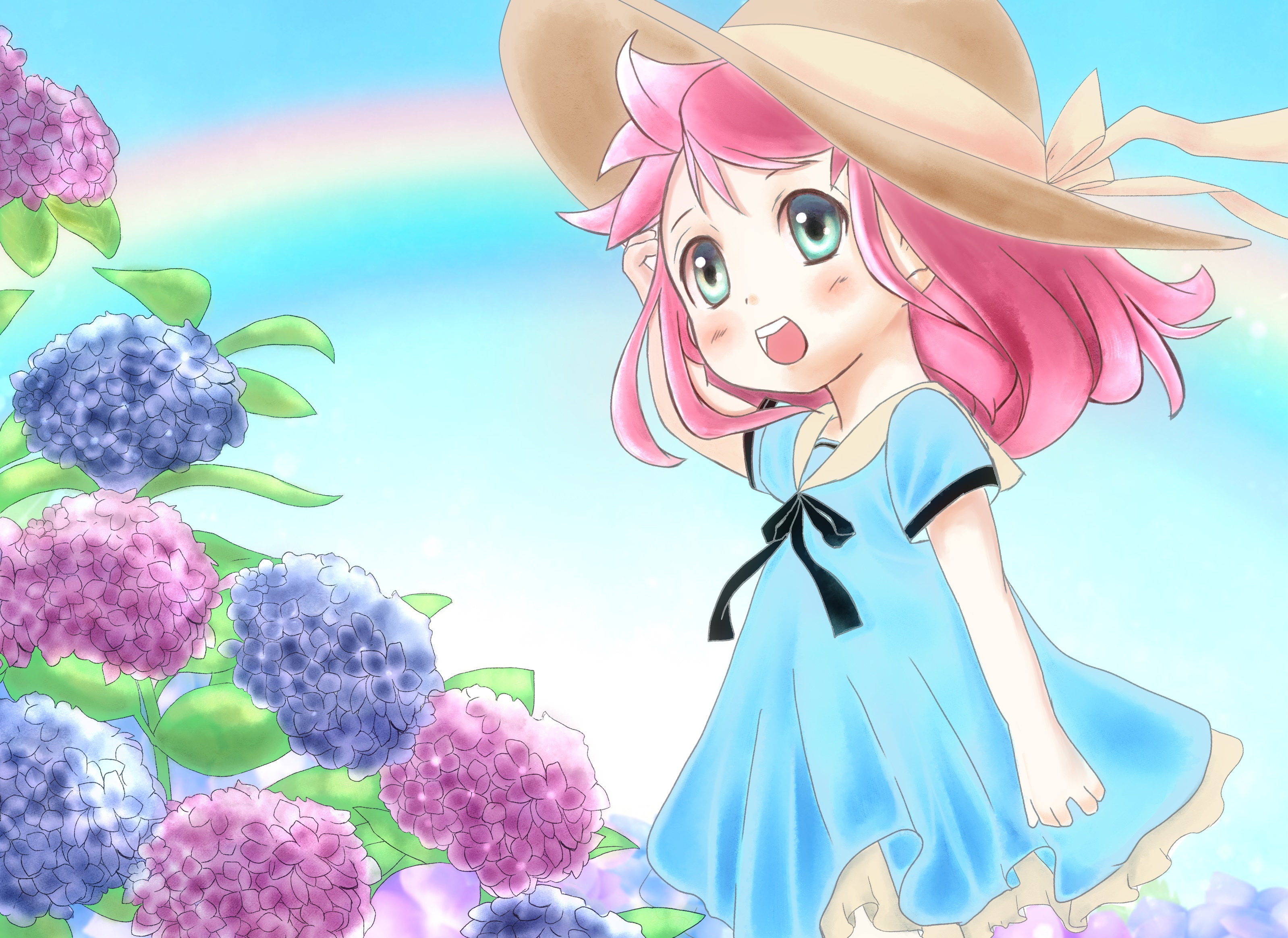 Anya Forger from Spy X Family with Hydrangeas HD Wallpaper