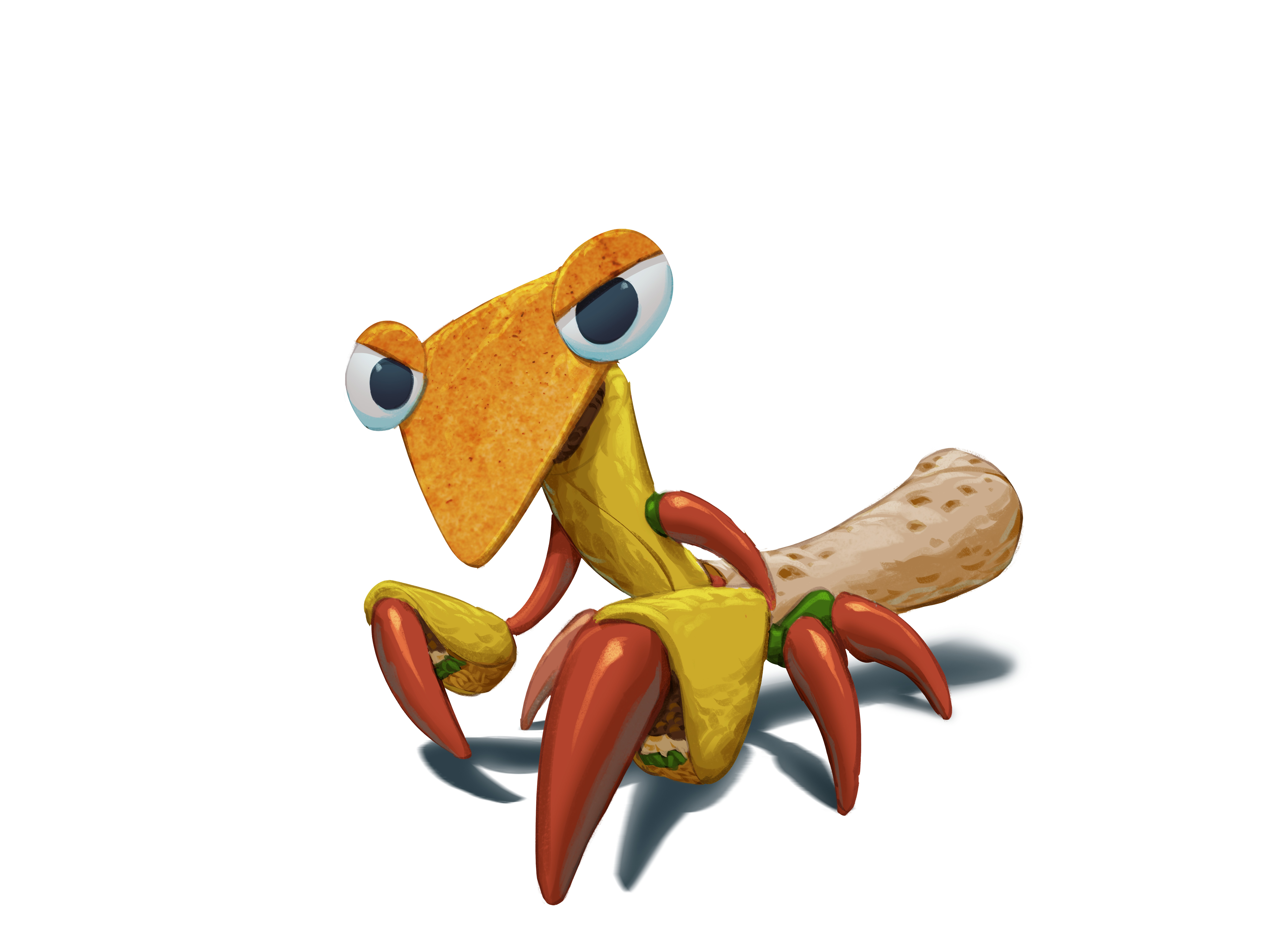 Bugsnax character with a Dorito head and taco body HD Wallpaper